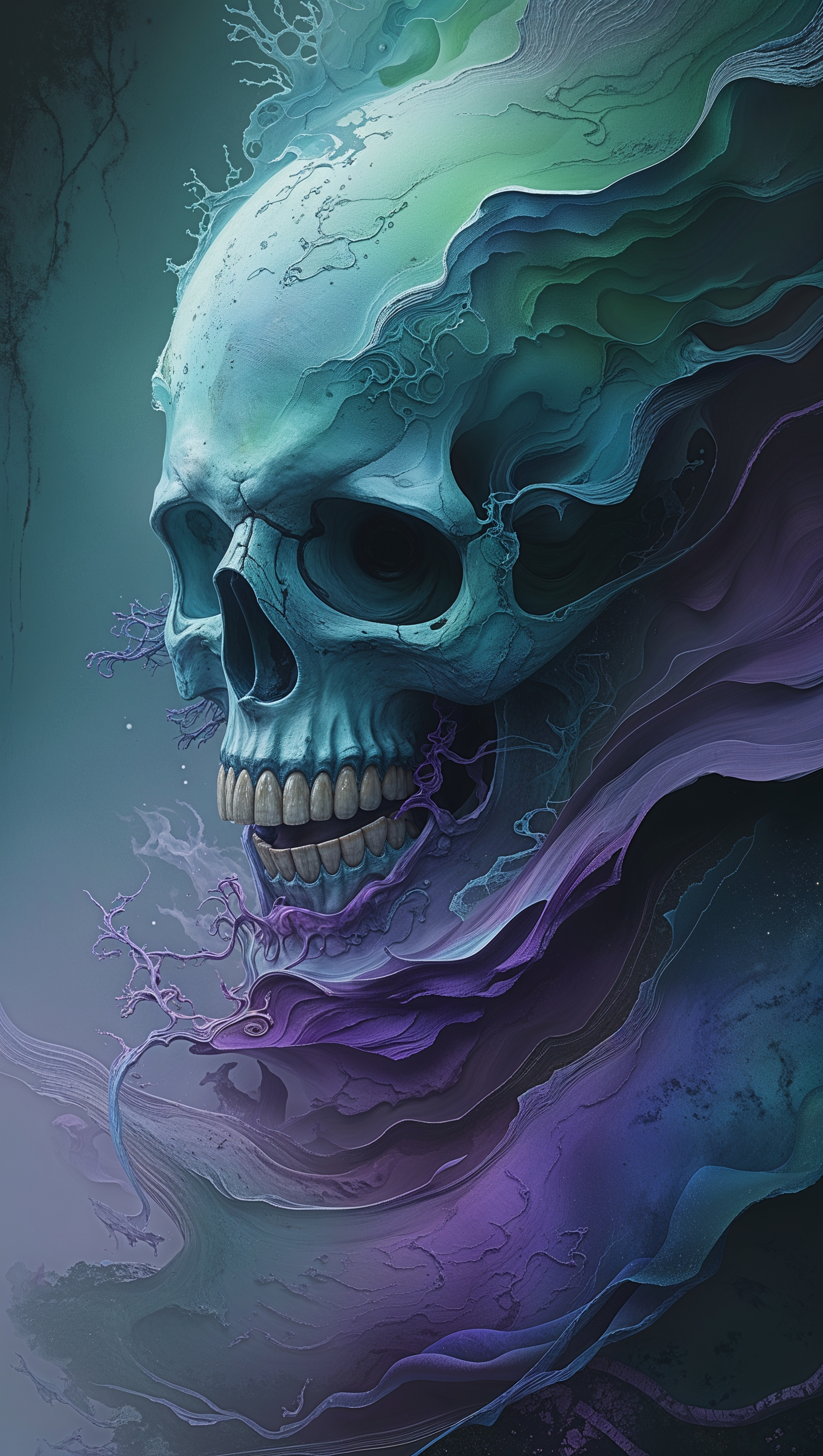 Layered sick-themed iPhone background with cool colors