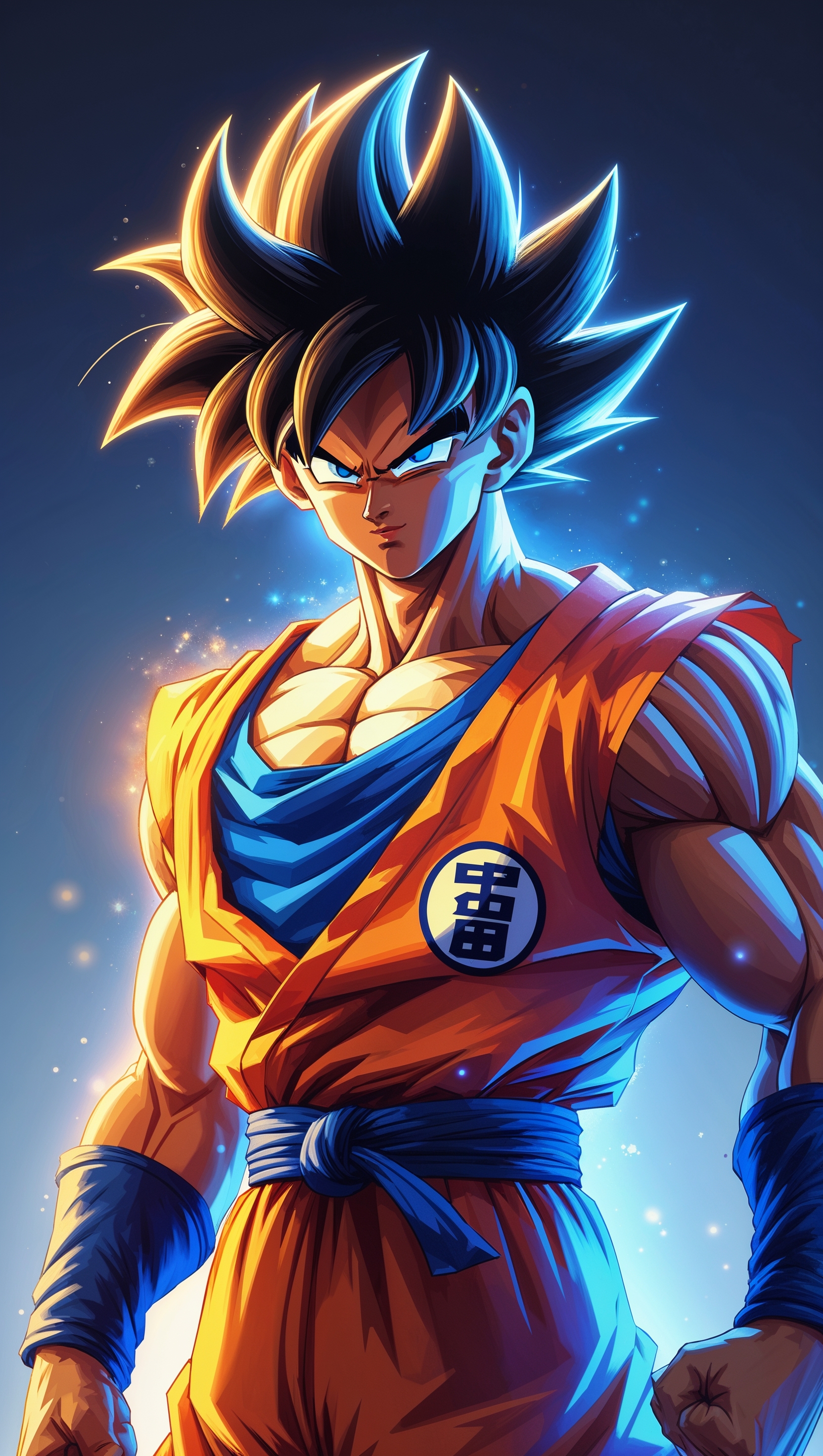 Son Goku iPhone wallpaper with golden light and heroic pose