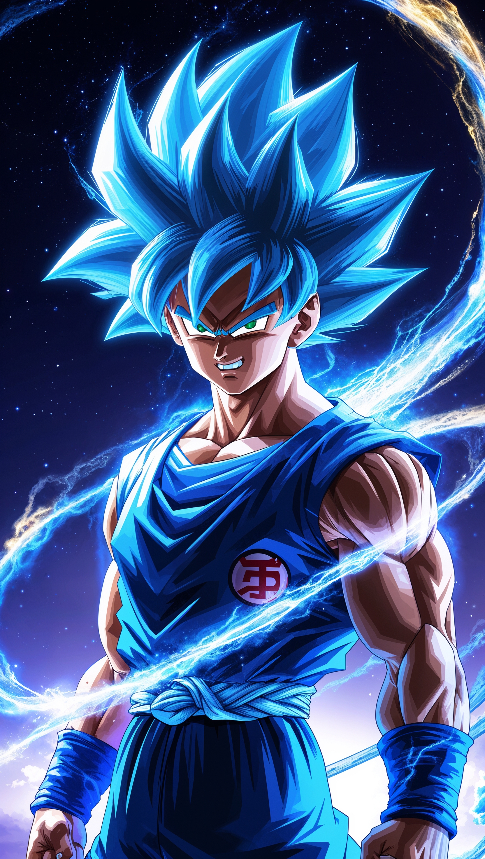 Son Goku Super Saiyan Blue with glowing light effects