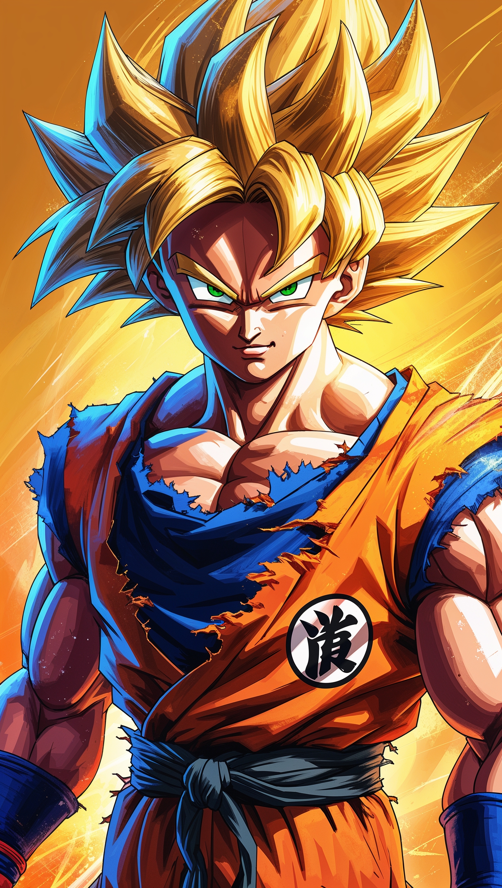 Son Goku in Super Saiyan form with yellow and orange colors