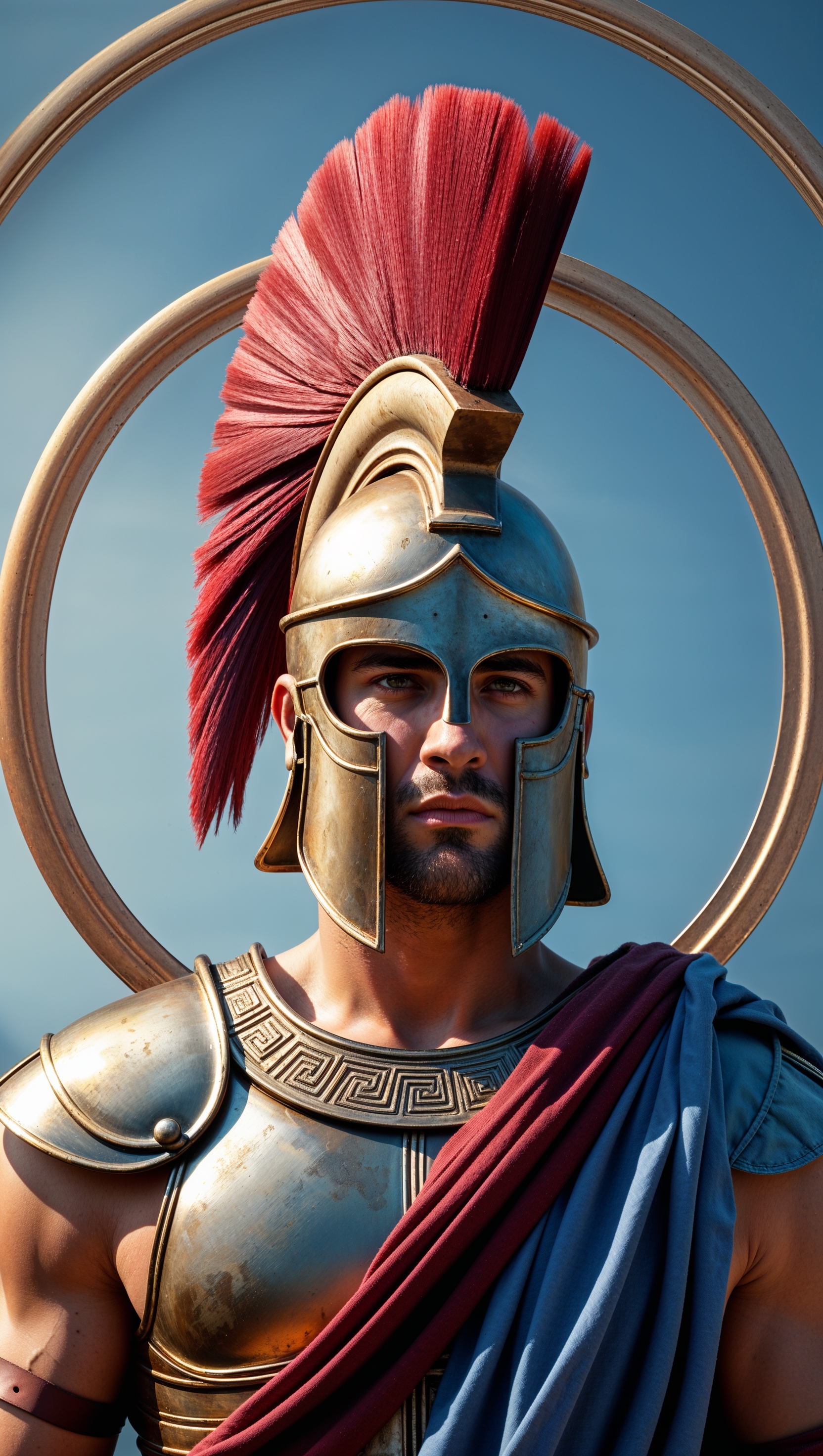 Spartan in a circular frame for a simple wallpaper