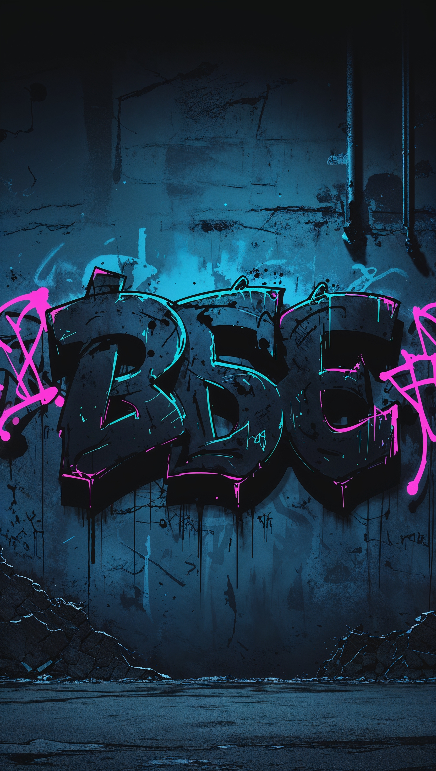 iPhone wallpaper with spooky graffiti wall art