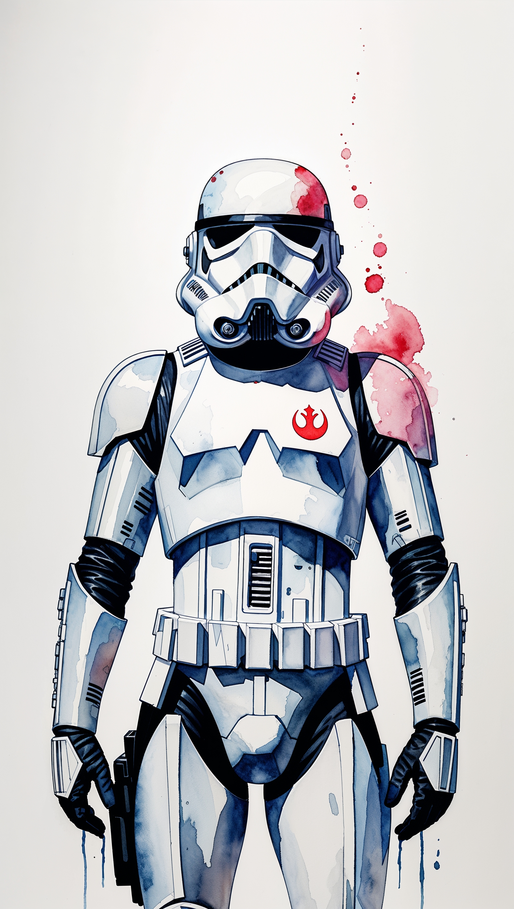 Watercolor-style Stormtrooper on white background