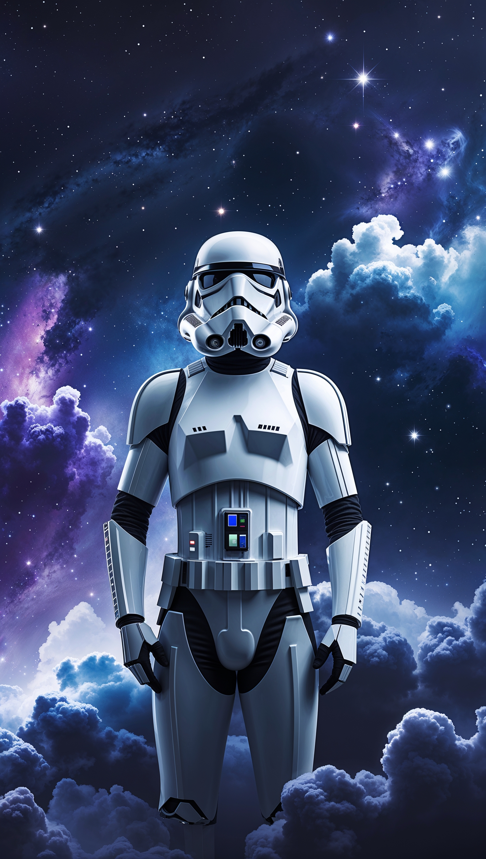Stormtrooper in space with a galaxy background for iPhone wallpaper