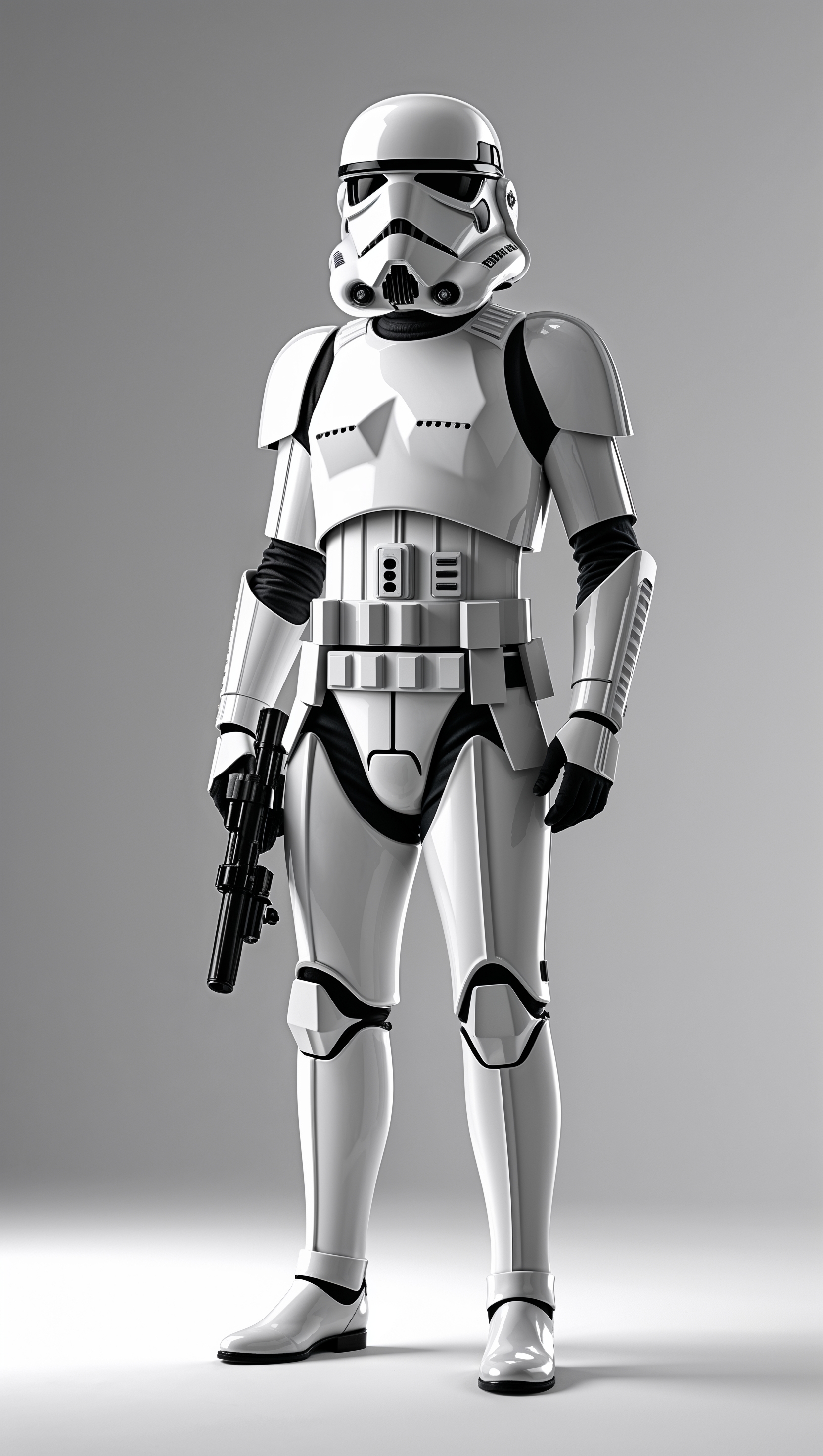 Stormtrooper with minimalist black-and-white background