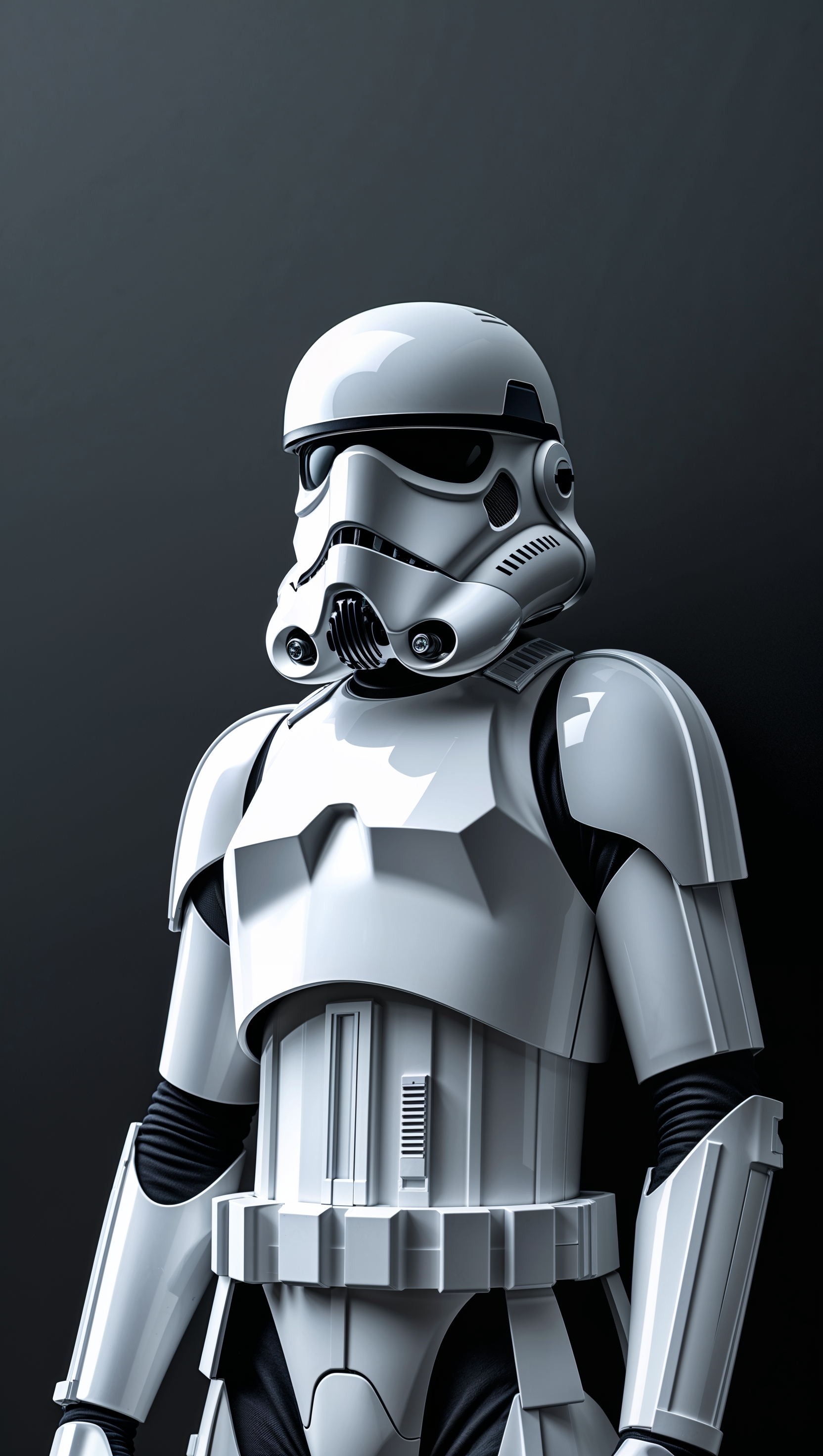 Minimal iPhone wallpaper of a Stormtrooper with black background