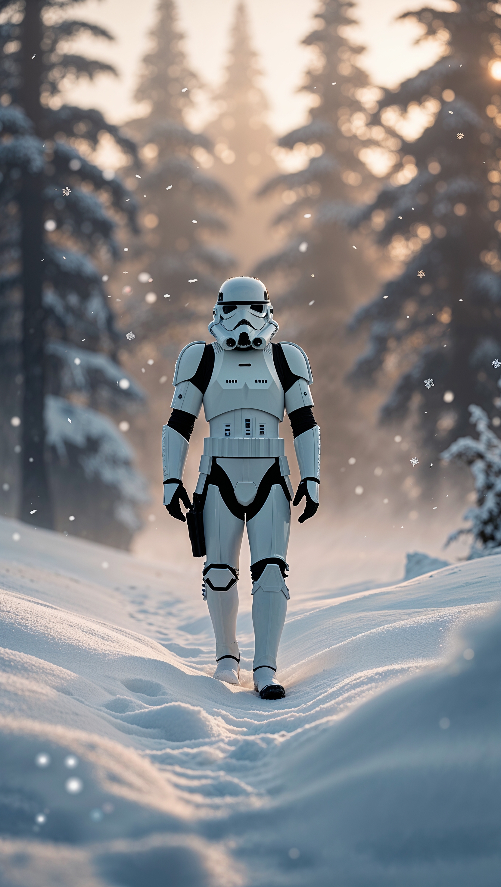 Stormtrooper walking in the snow for iPhone wallpaper