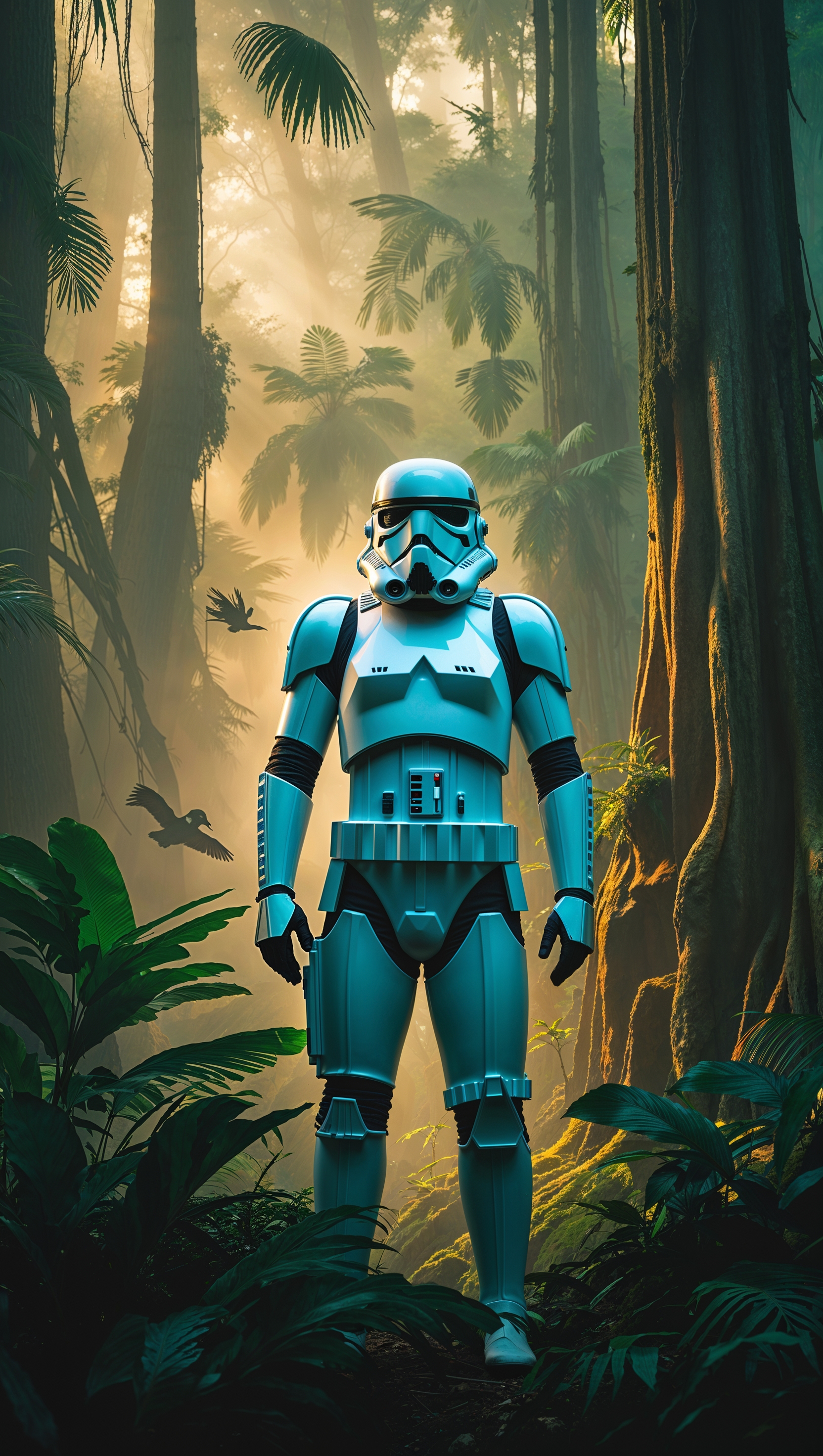 Stormtrooper in a rainforest for iPhone wallpaper