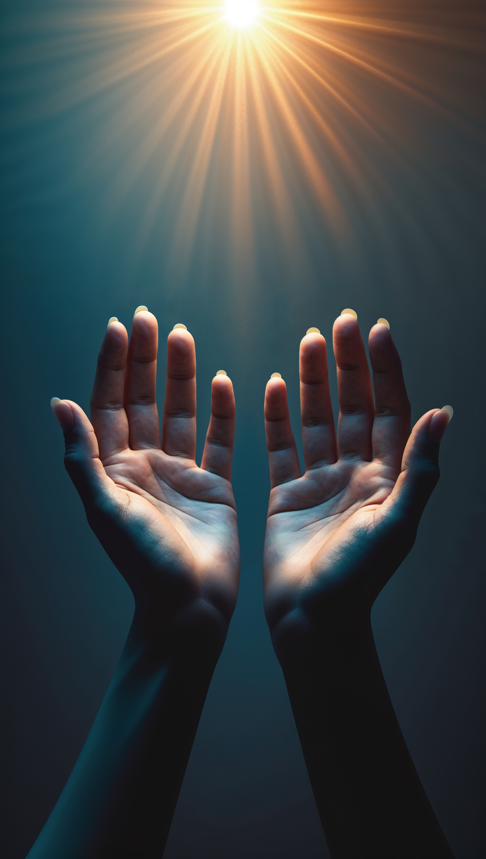 Hands reaching toward light from darkness, hope and struggle, iPhone wallpaper