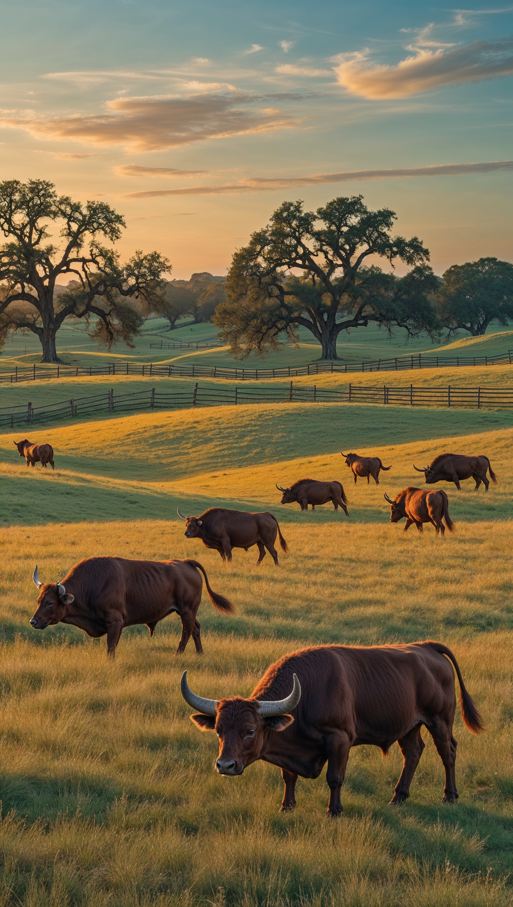 Wild bulls in Texas pastures