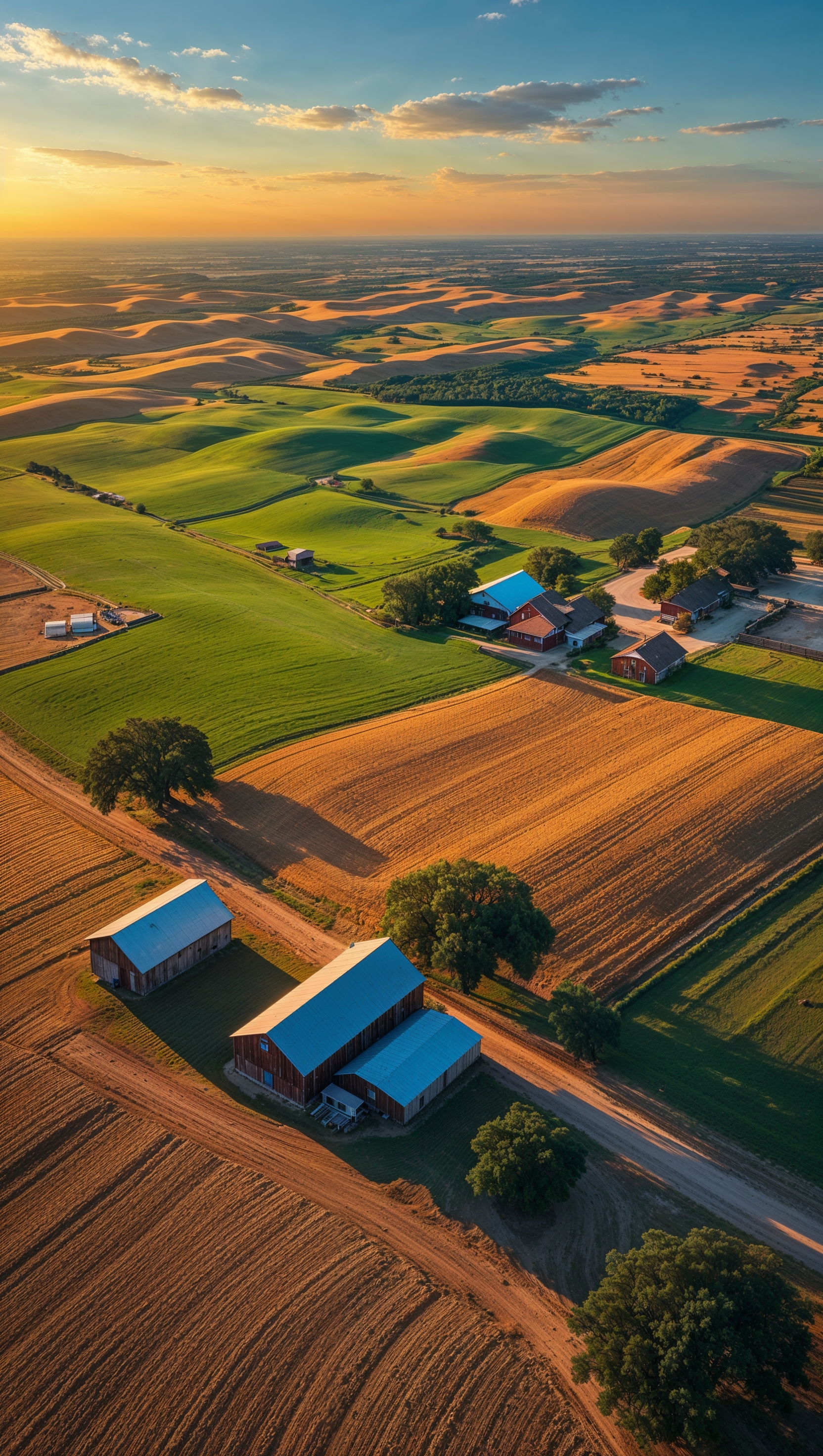 Aerial view of Texas farmlands