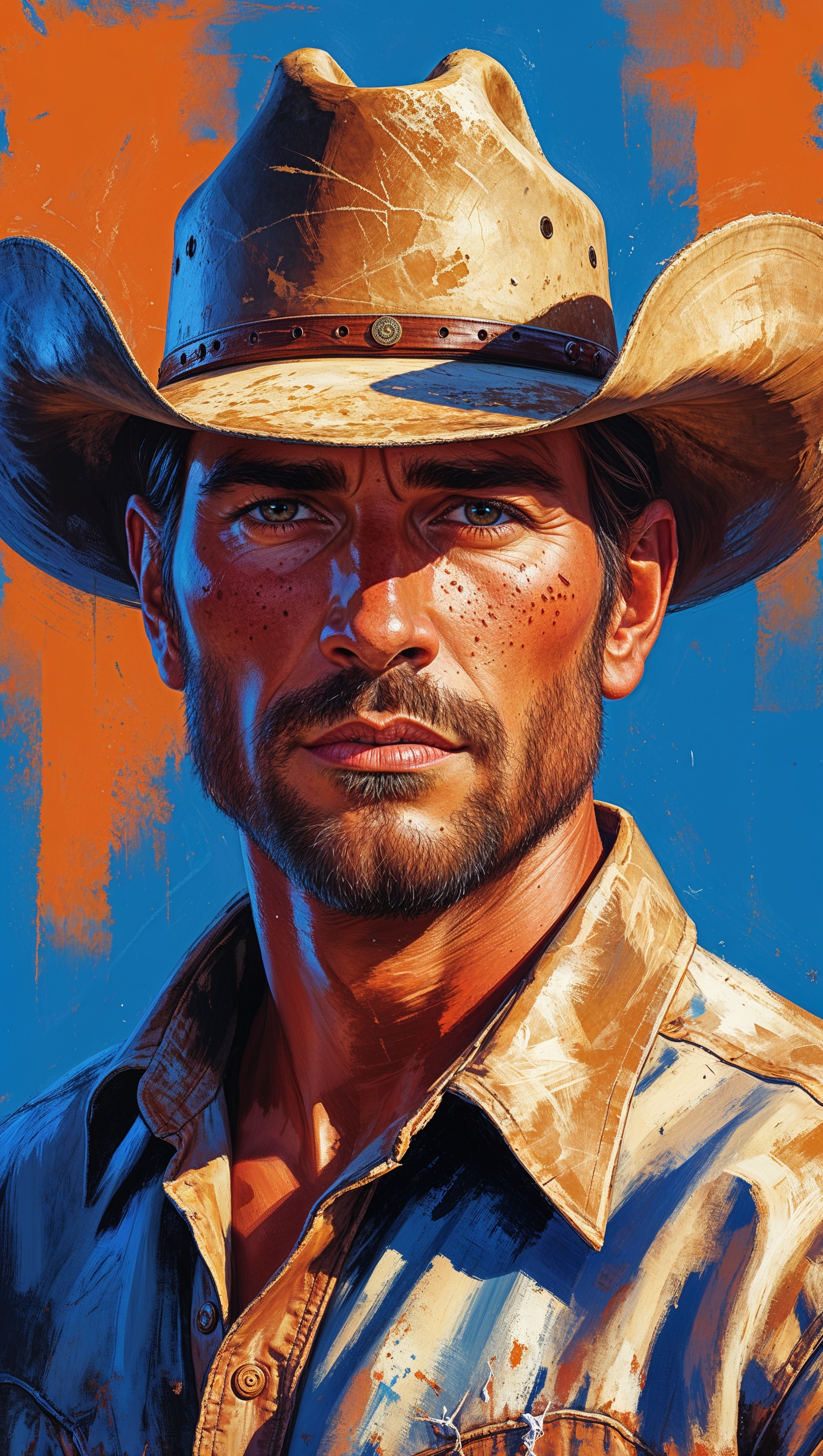 Digital painting of a Texas cowboy with a hat