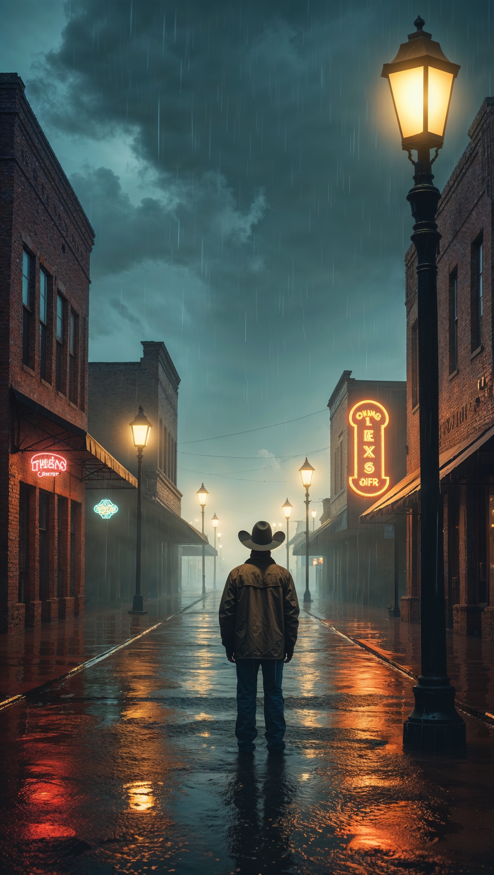Rainy night on a Texas street