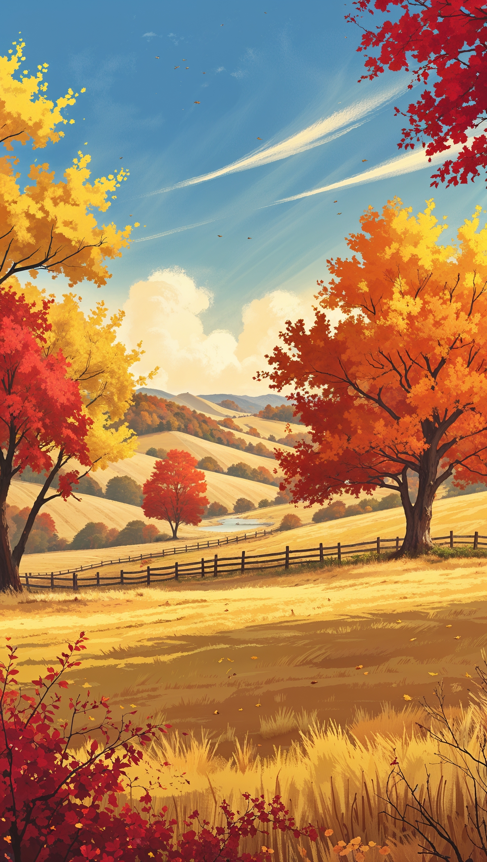 Texas in autumn with yellow and orange trees