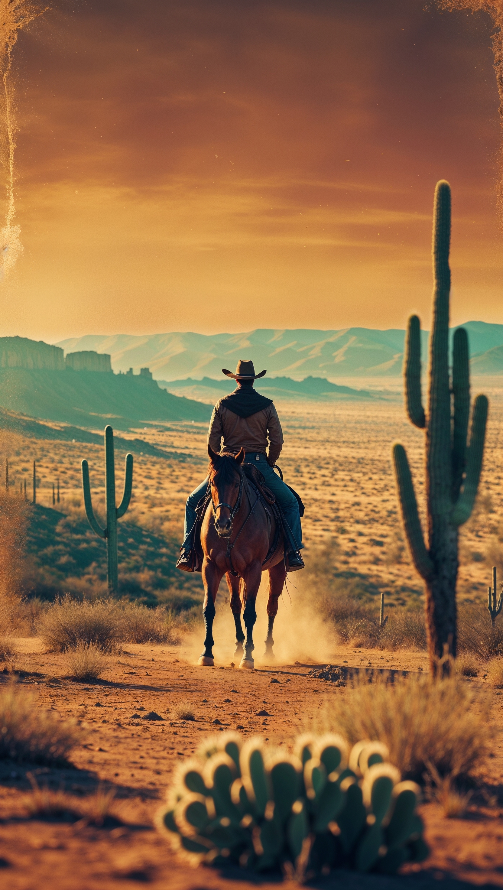 Texas in a western movie style with cinematic effects