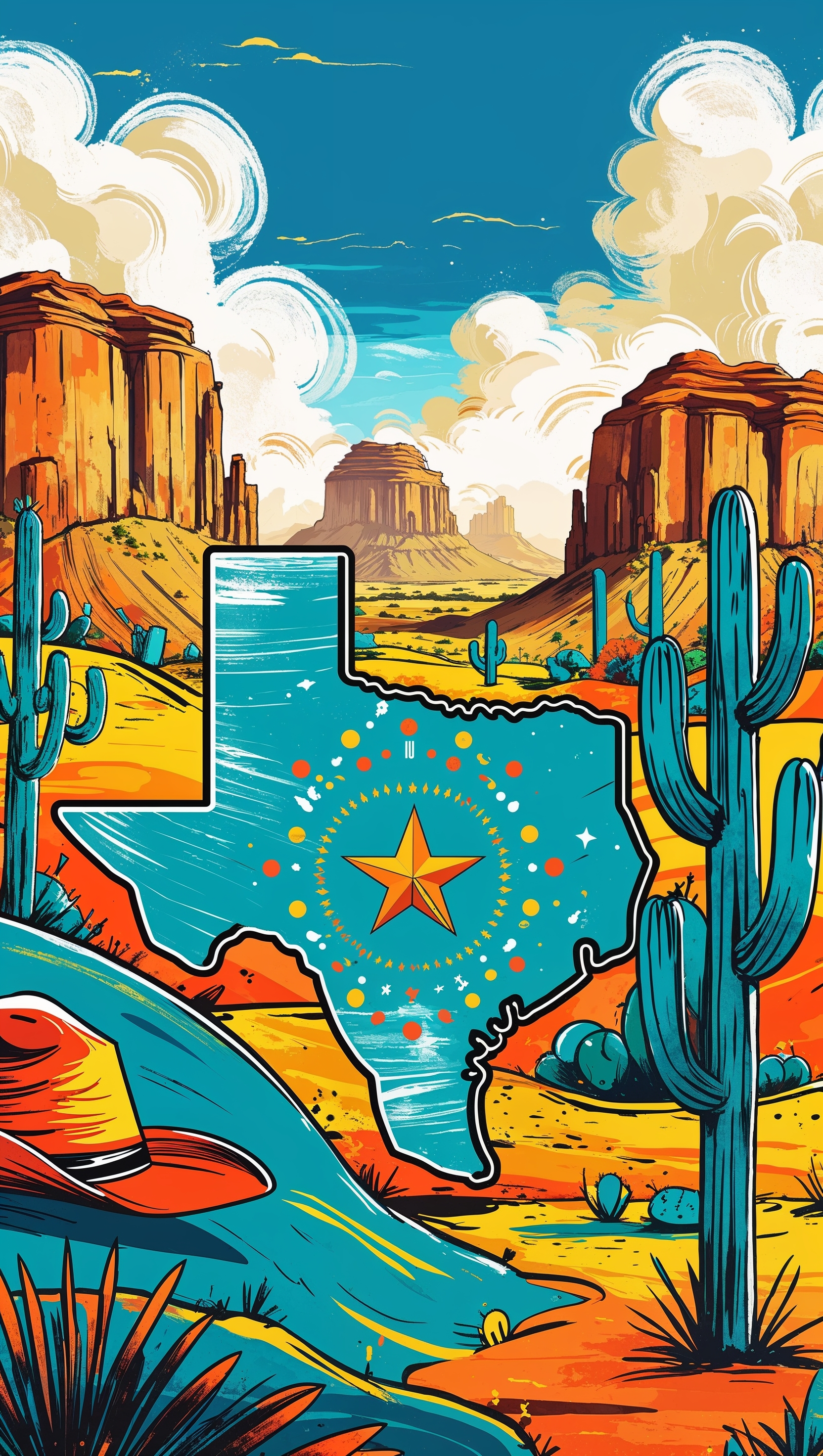 Fantasy cartoon-style Texas wallpaper