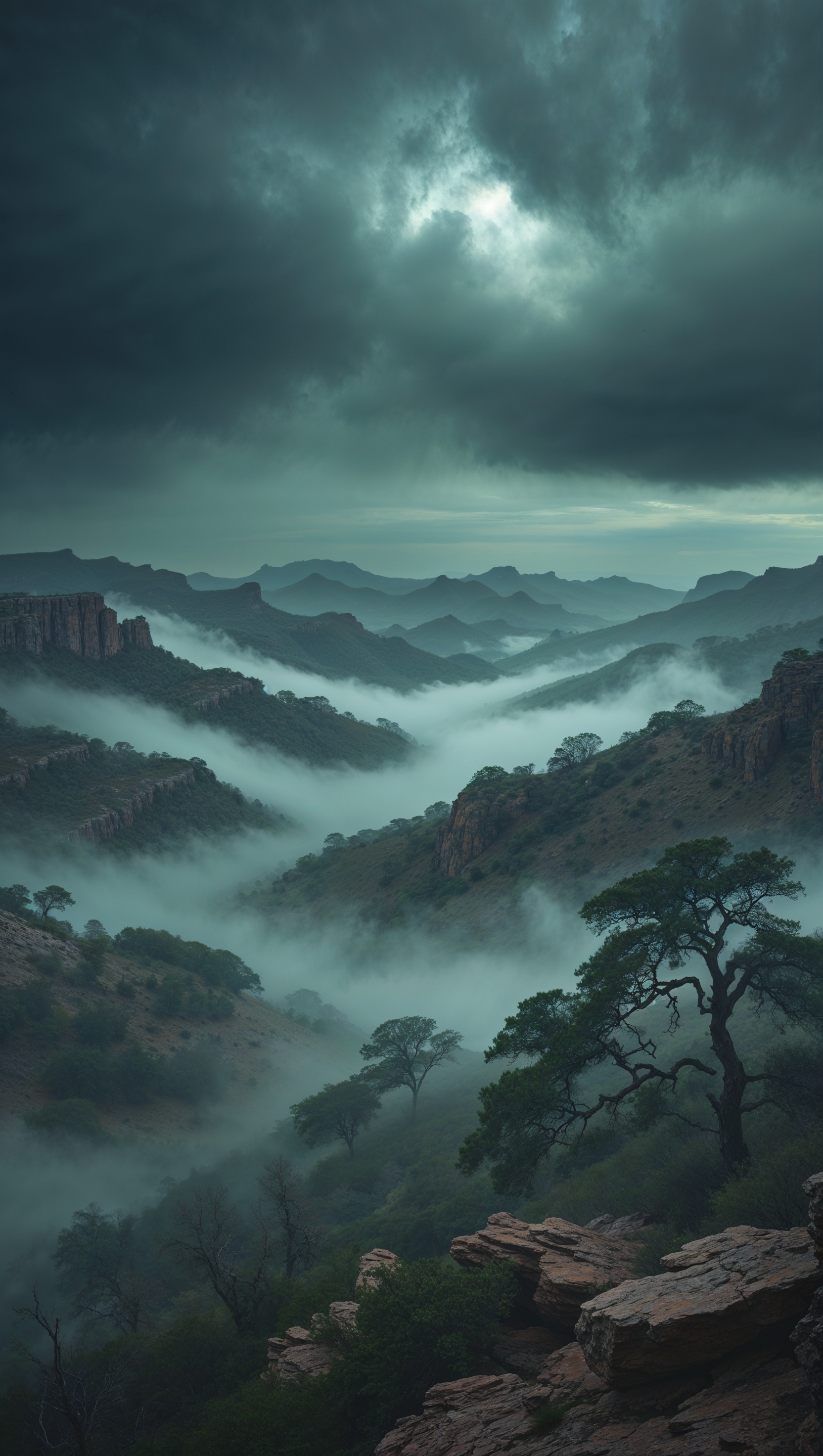 Misty mountains of Texas, moody atmosphere