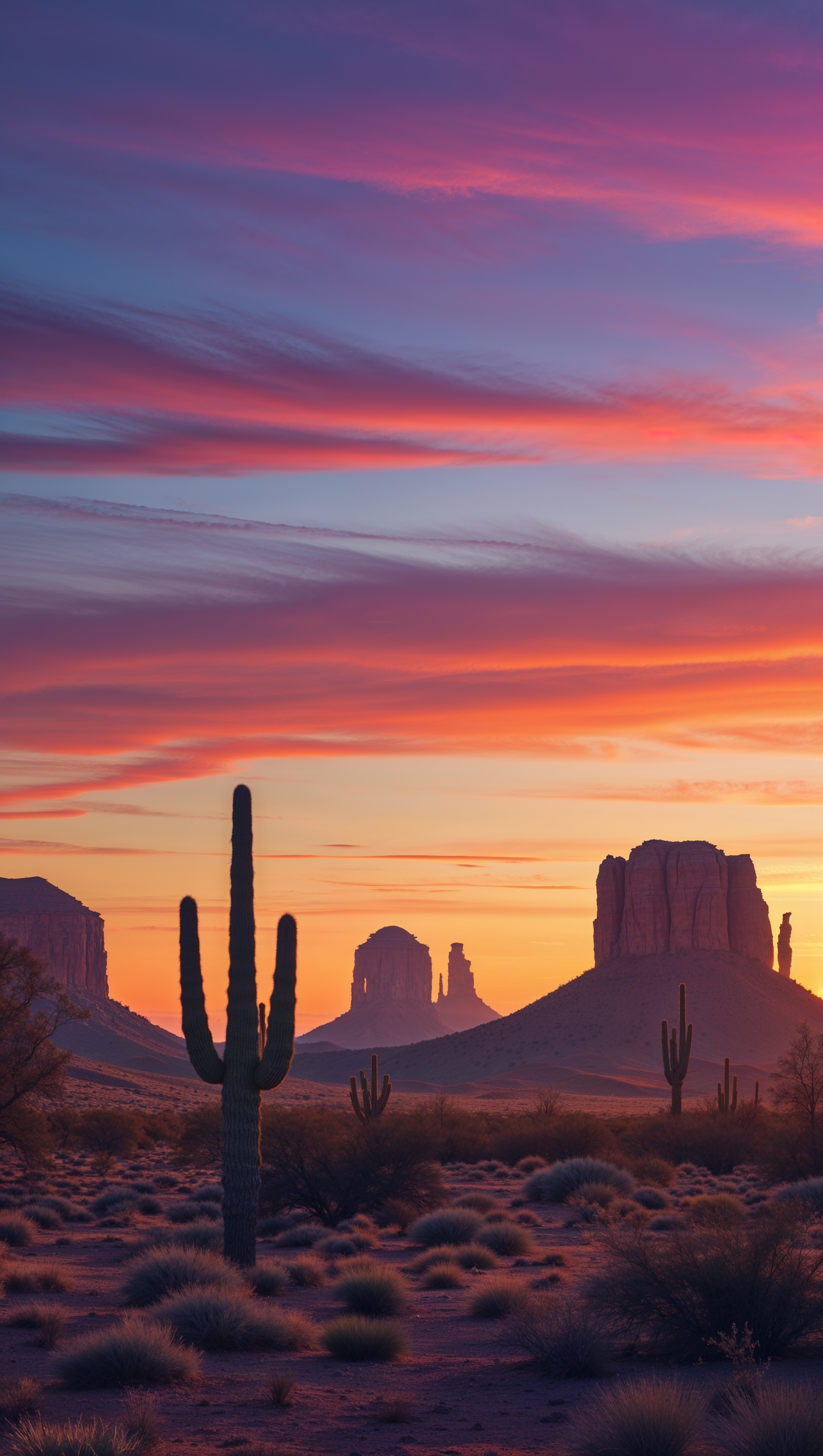 Sunset in the Texas desert with warm tones, iPhone wallpaper