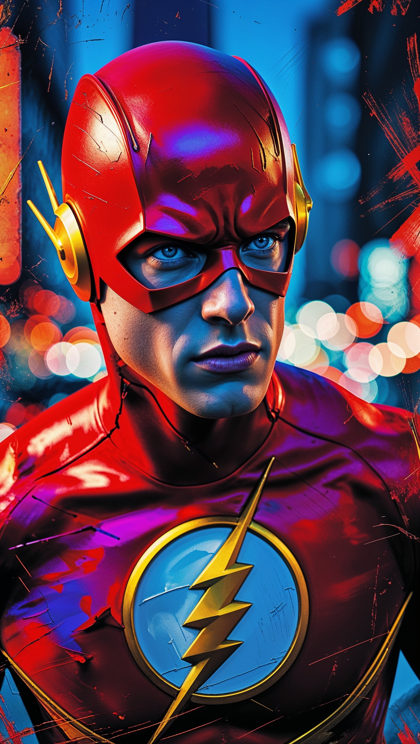 Comic-style artwork of The Flash for iPhone wallpaper