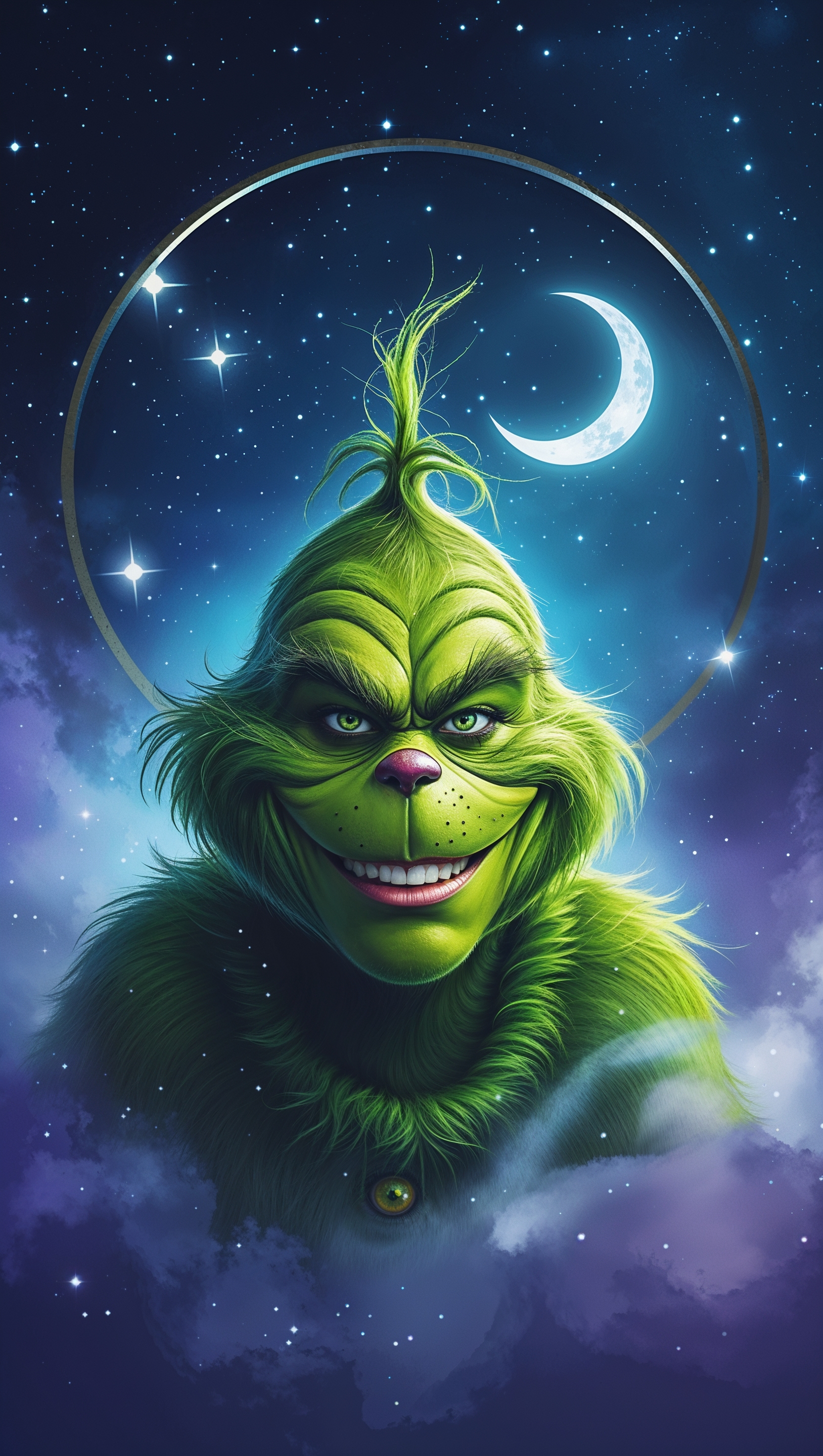 Grinch with starry night sky background for iPhone