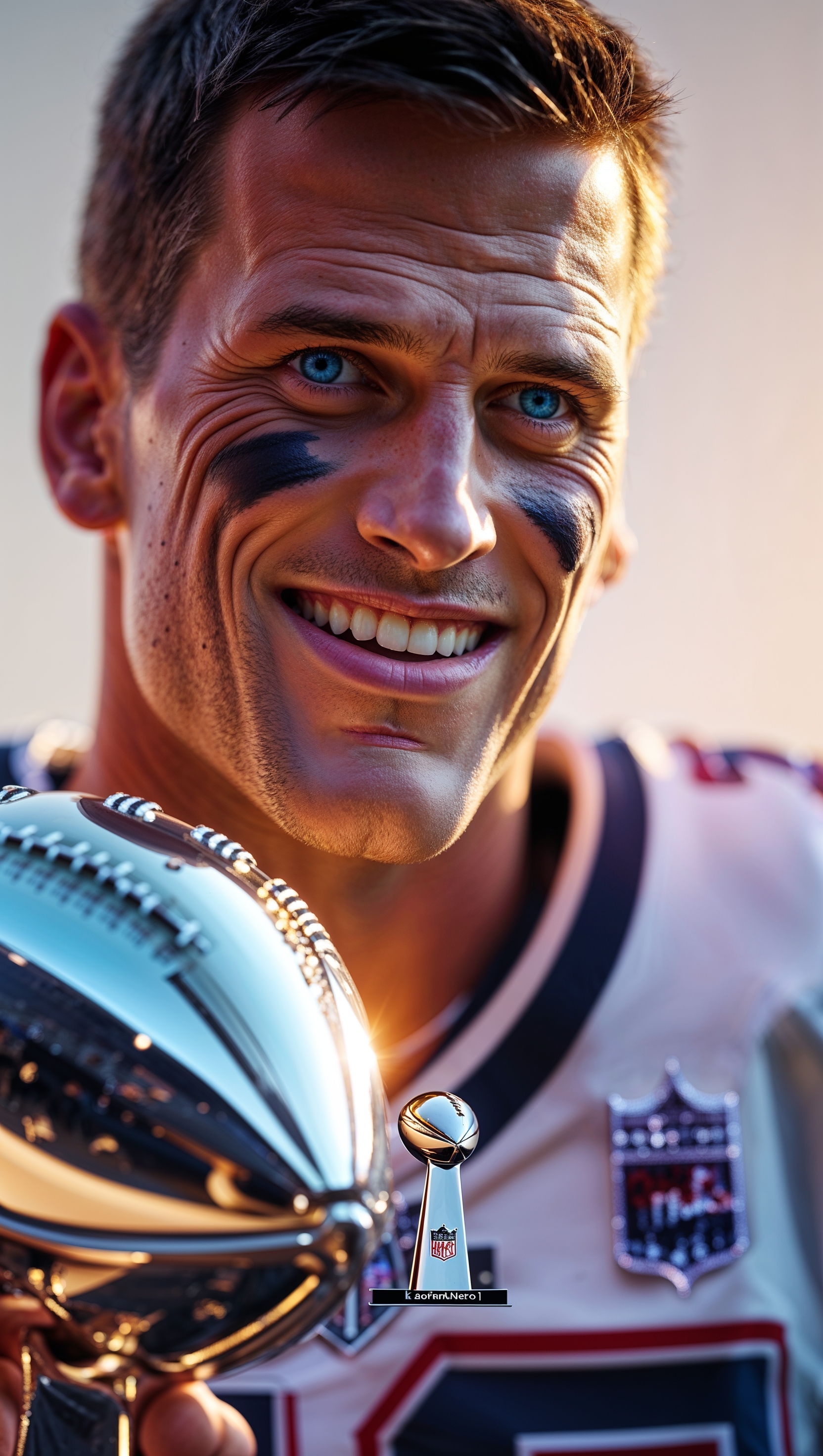 Tom Brady holding Super Bowl trophy, iPhone wallpaper