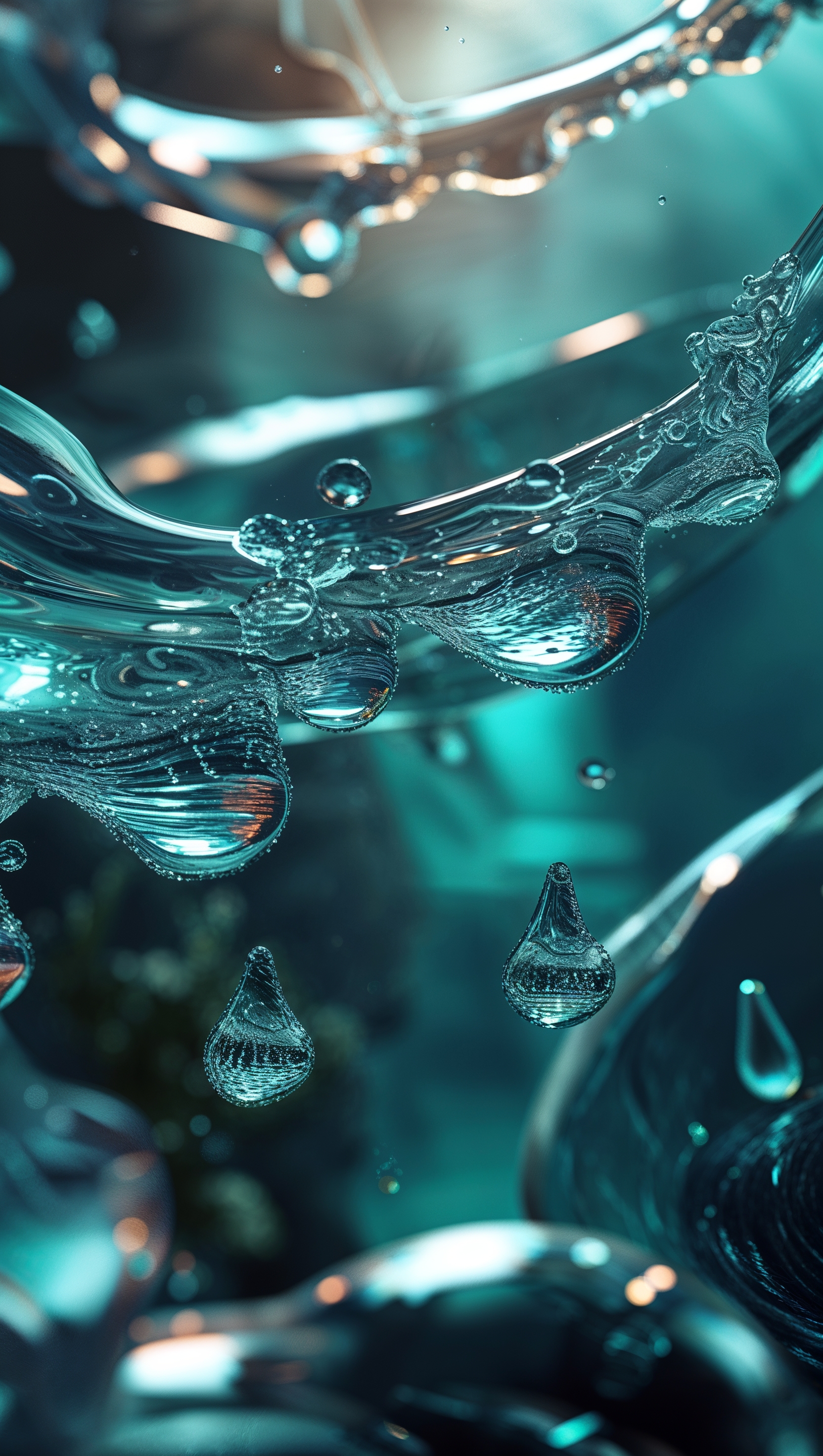 Close-up of water droplets on underwater glass
