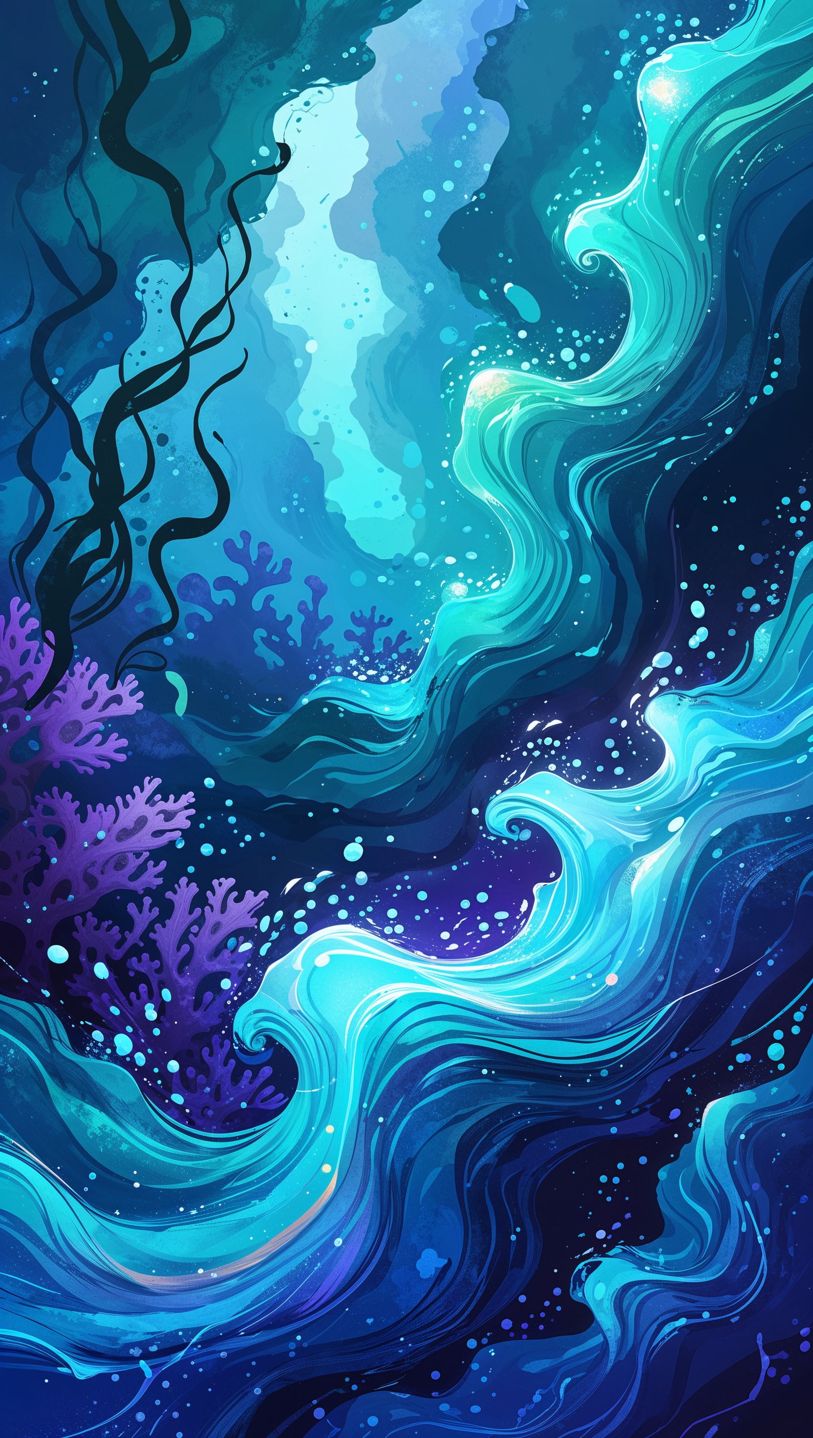 Artistic image of swirling water and colors underwater