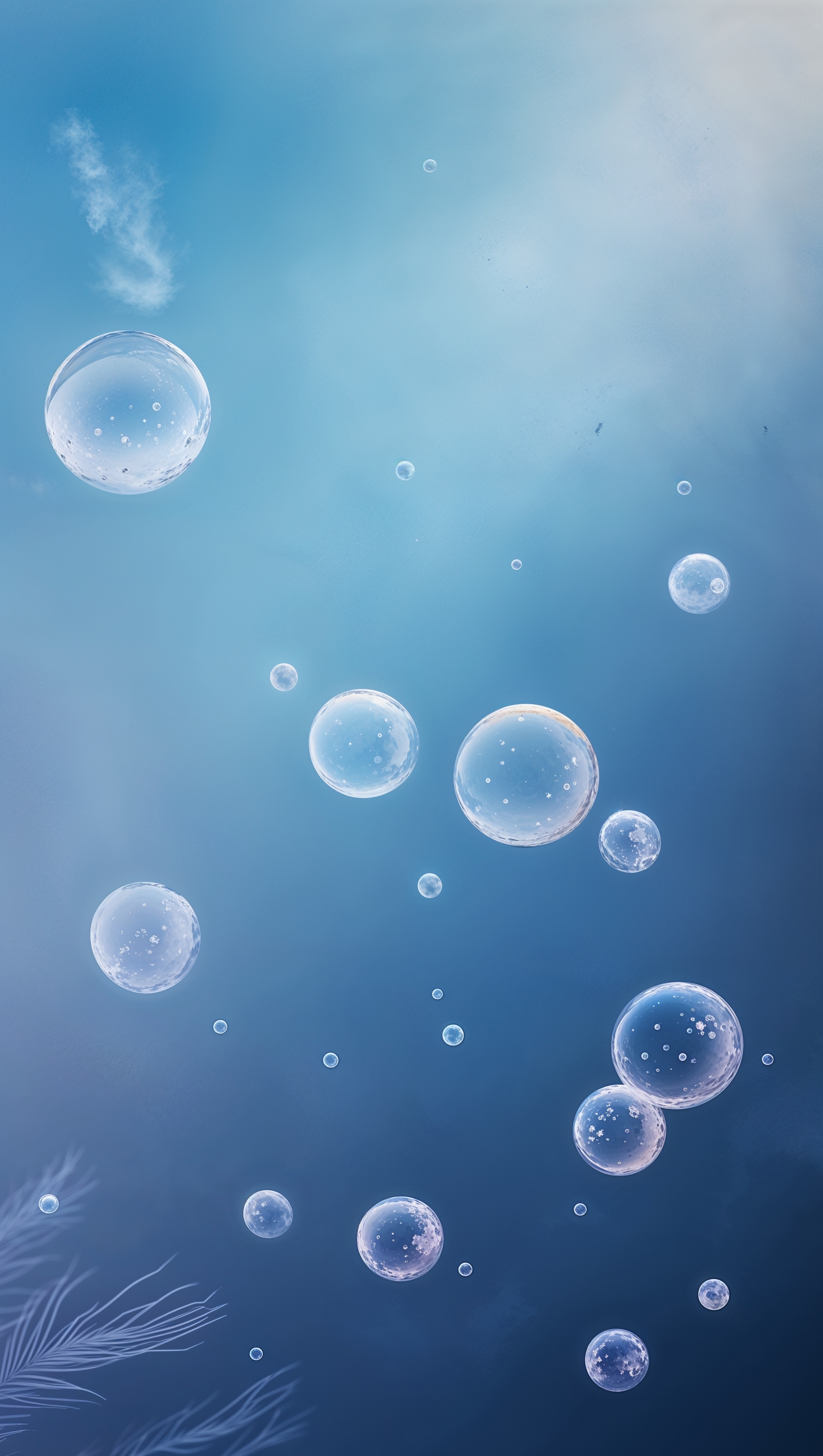 Artistic view of bubbles in a blue background