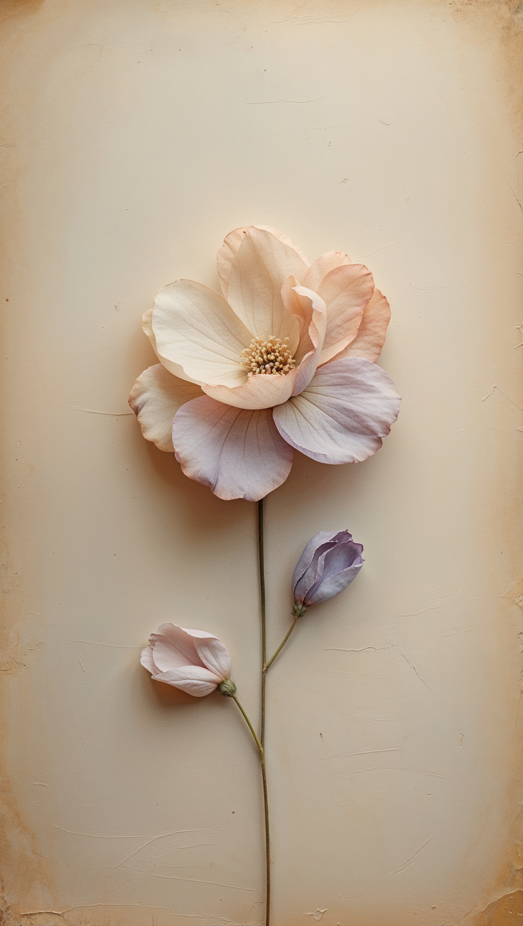 Minimalist vintage iPhone wallpaper with one faded flower in center