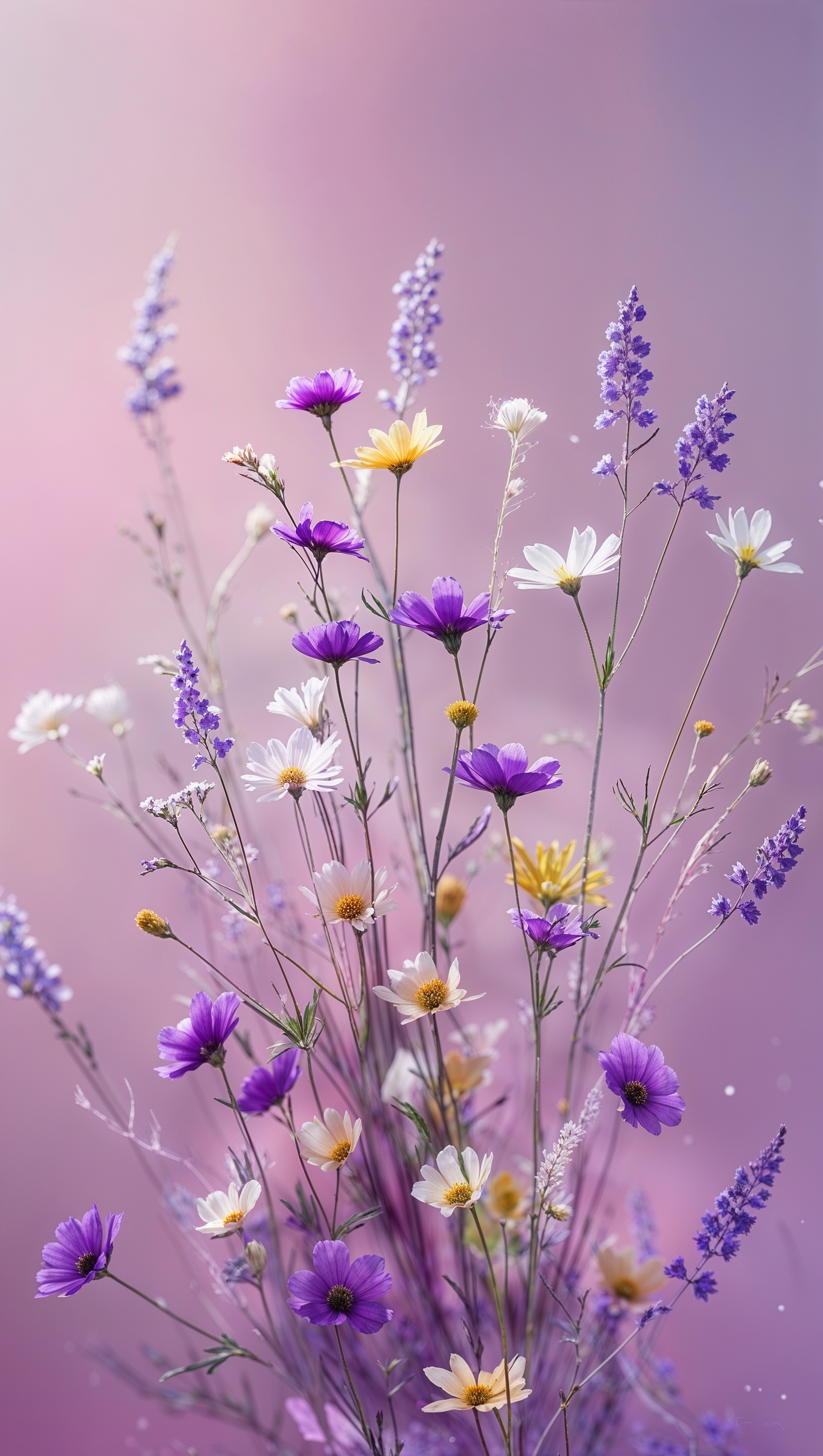 Wildflowers with soft pink background, iPhone wallpaper