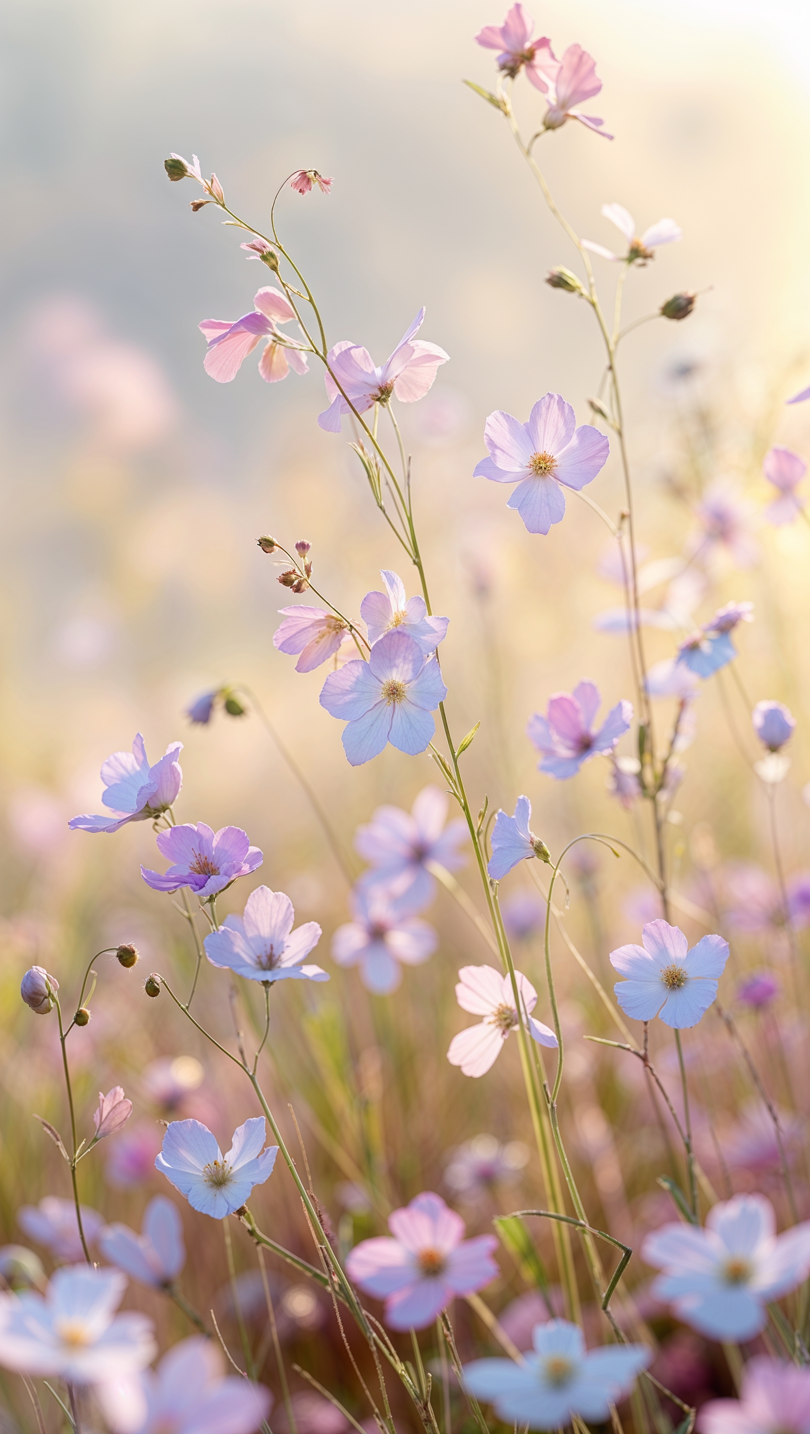 Pastel-colored wildflowers, iPhone wallpaper