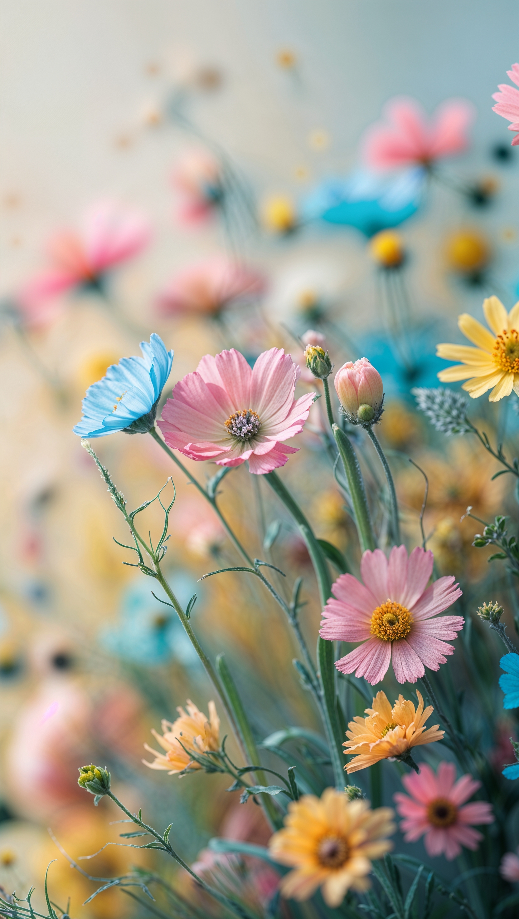 Close-up of wildflowers, iPhone wallpaper