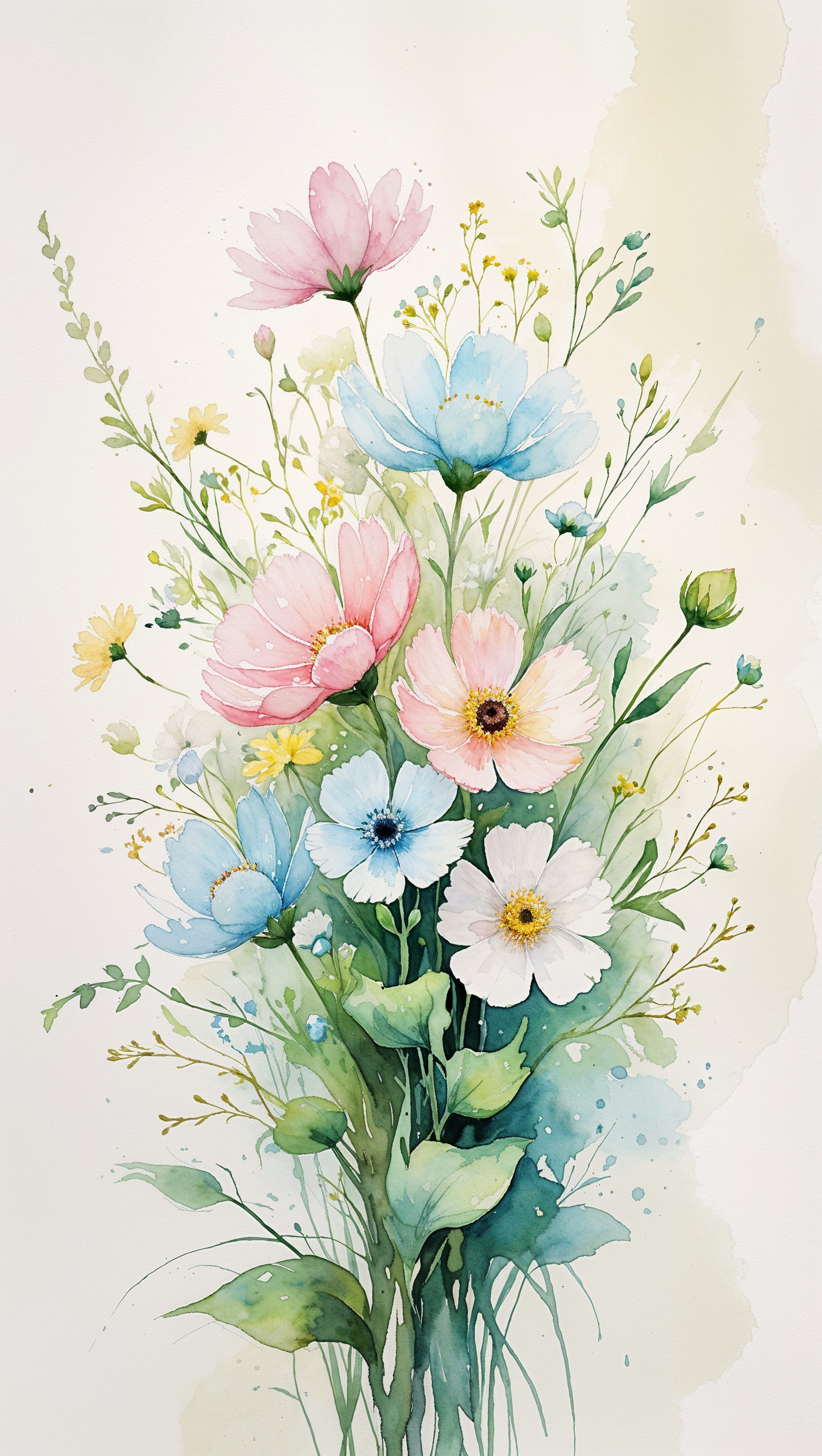 Watercolor wildflowers iPhone wallpaper