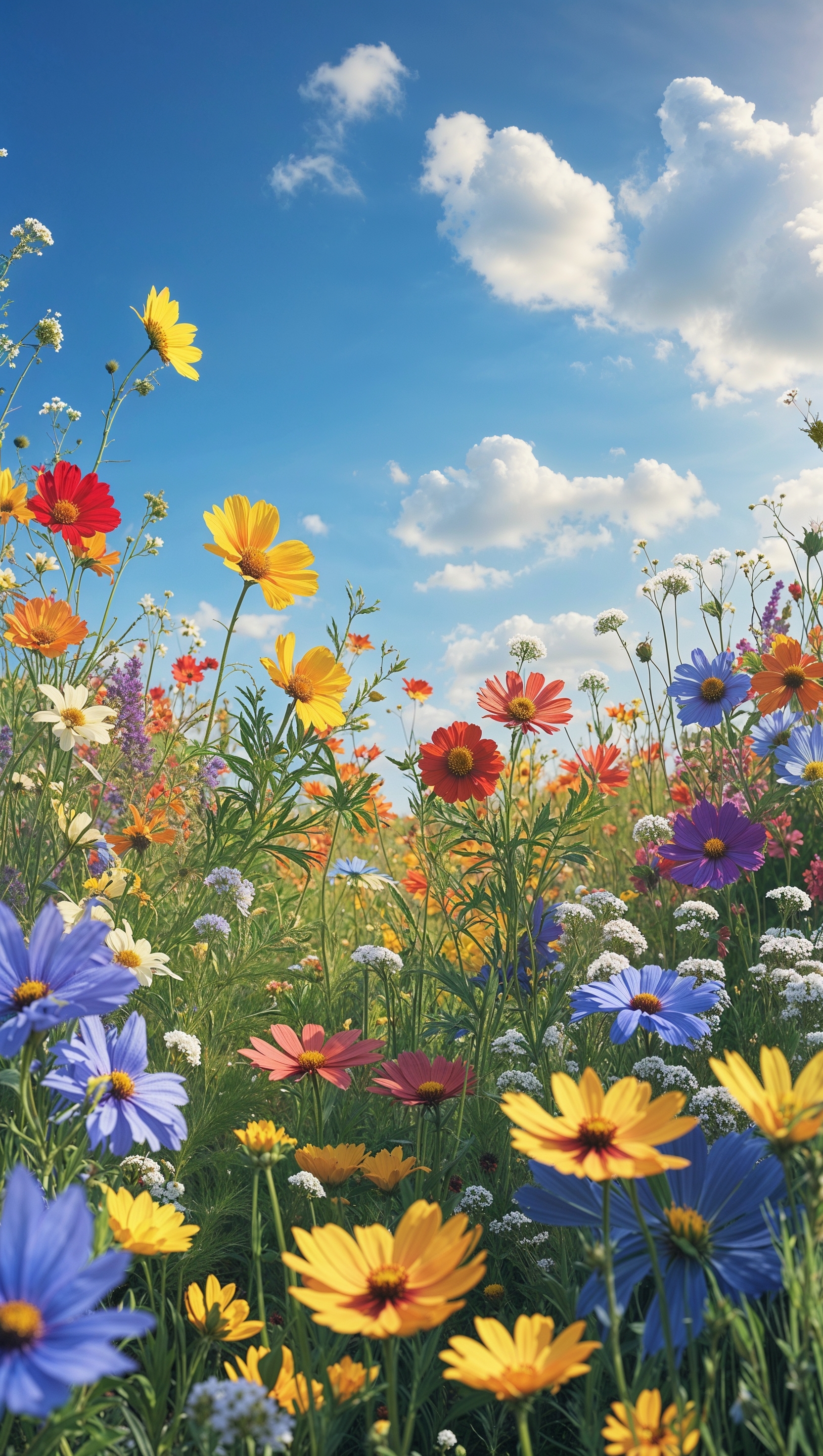 iPhone wallpaper of wildflowers in a sunny meadow