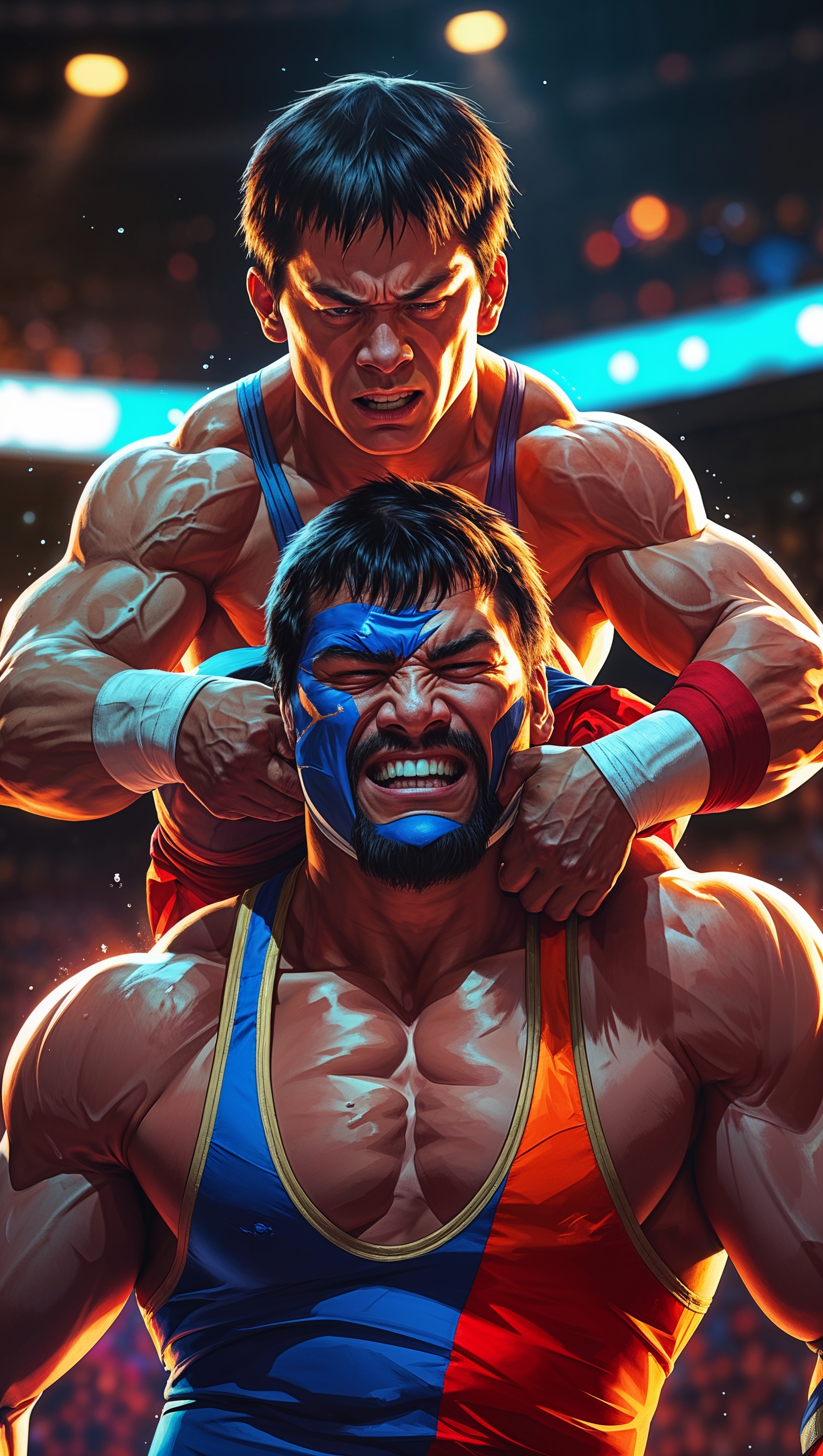 iPhone wallpaper with a wrestler lifting their opponent