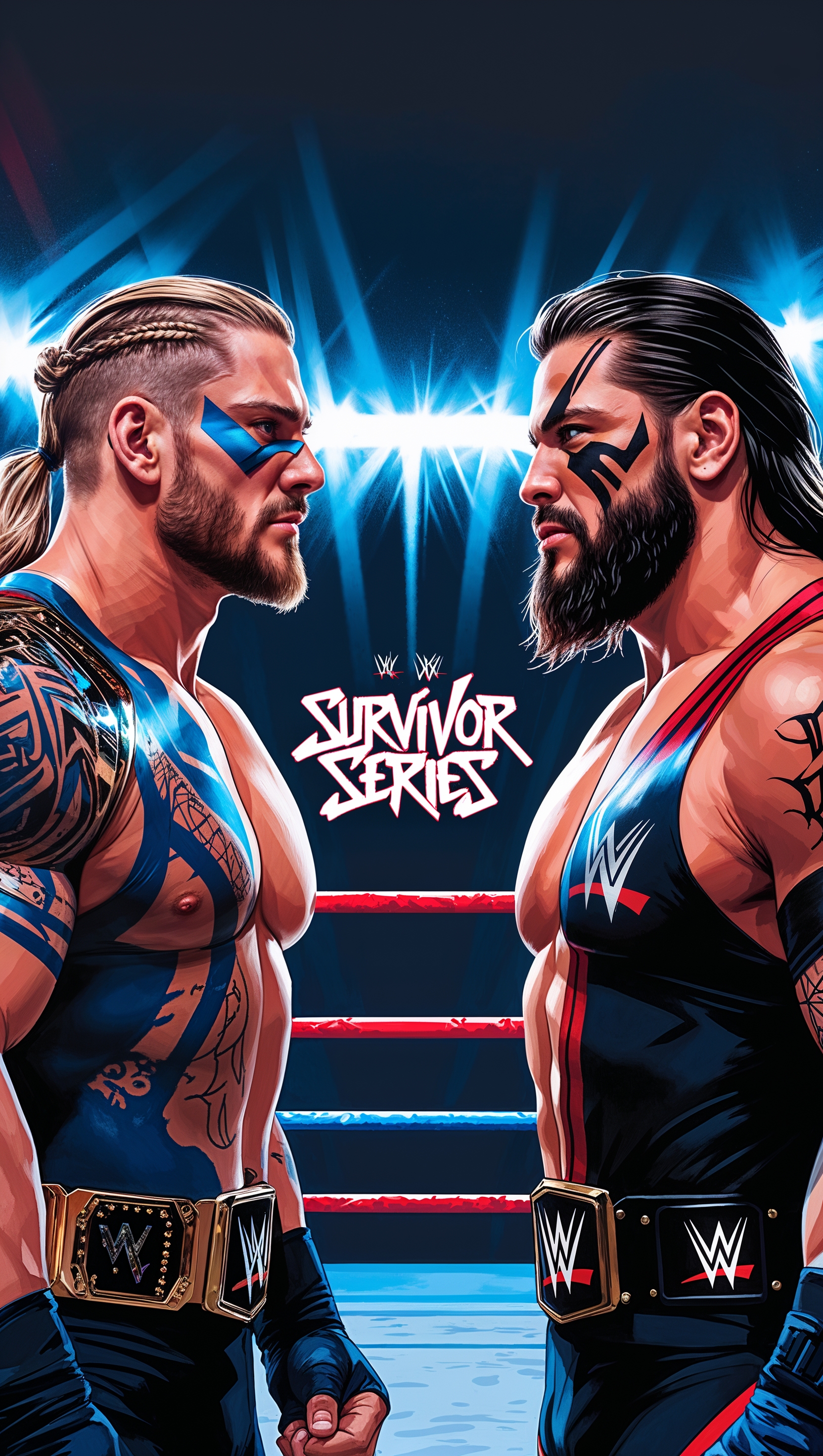 iPhone wallpaper with WWE Survivor Series and tag team battles