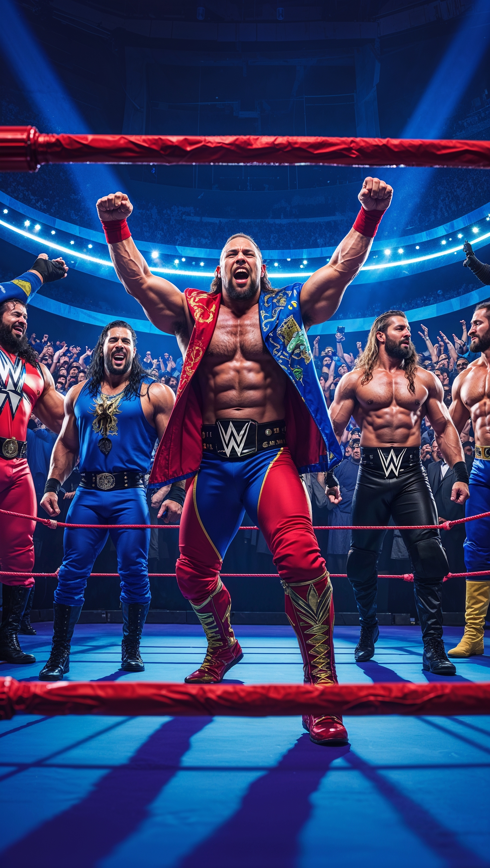 iPhone wallpaper with WWE wrestlers entering the ring