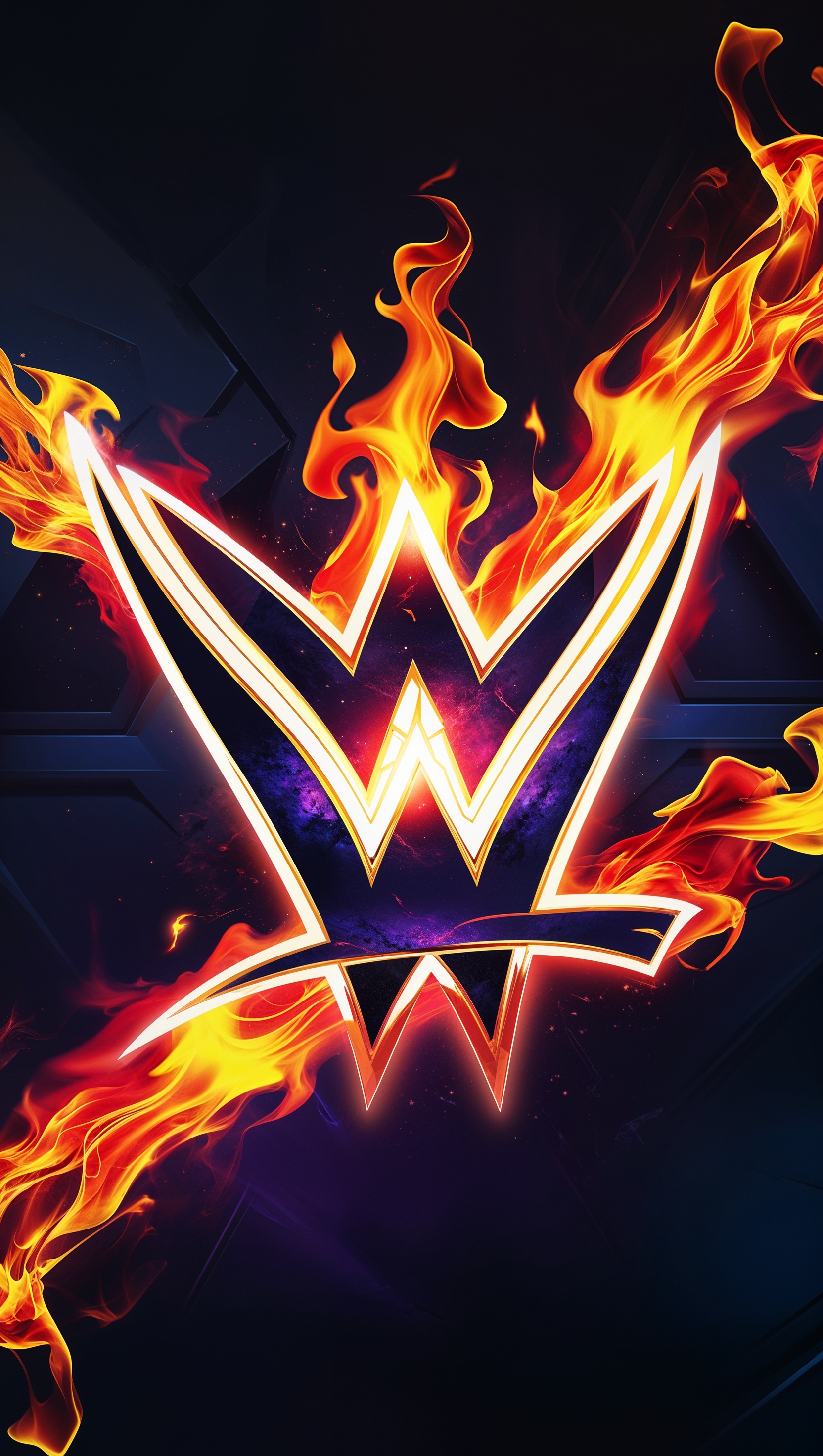 iPhone wallpaper with WWE logo and flames