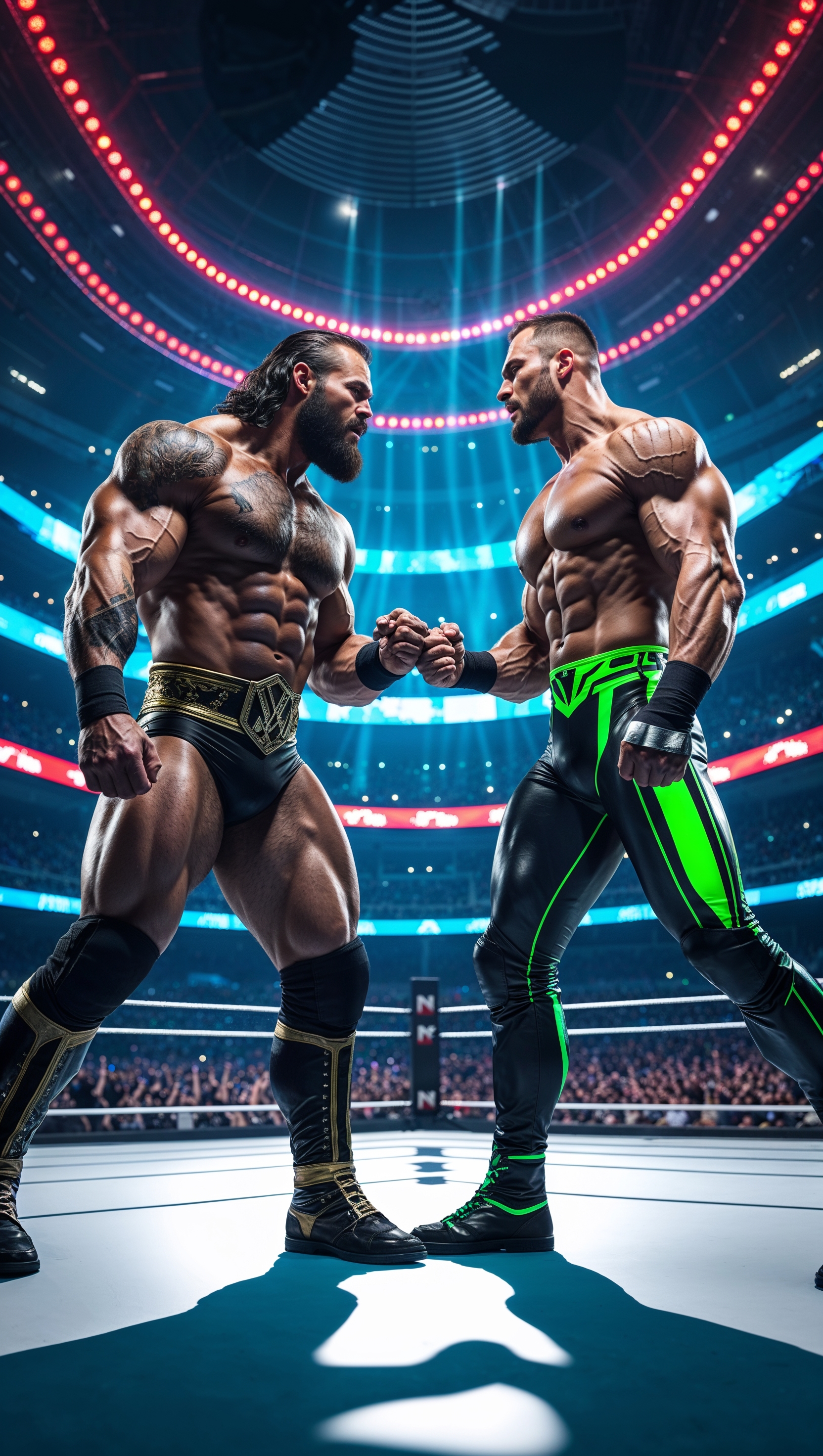 iPhone wallpaper with a wrestling match in a massive stadium