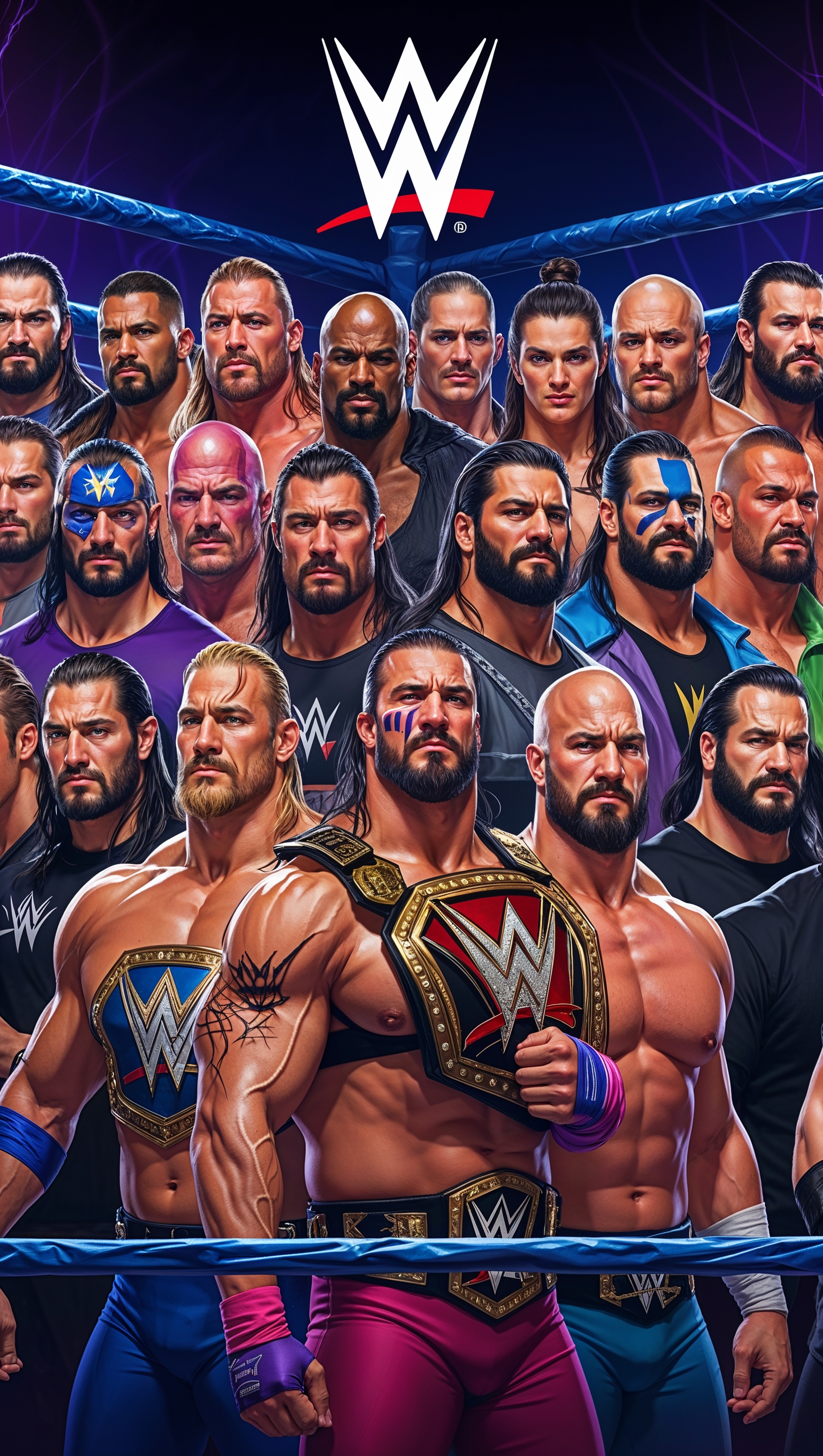 iPhone wallpaper from WWE Royal Rumble with multiple wrestlers