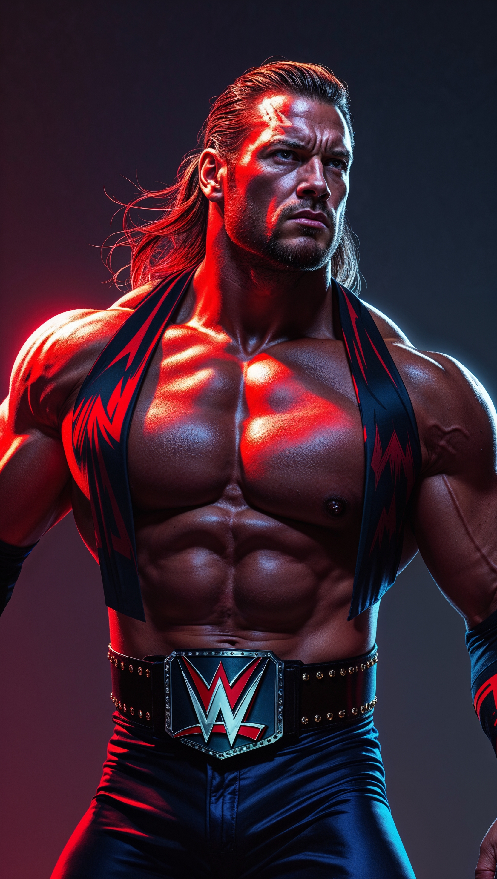 iPhone wallpaper with red lighting and a WWE Superstar